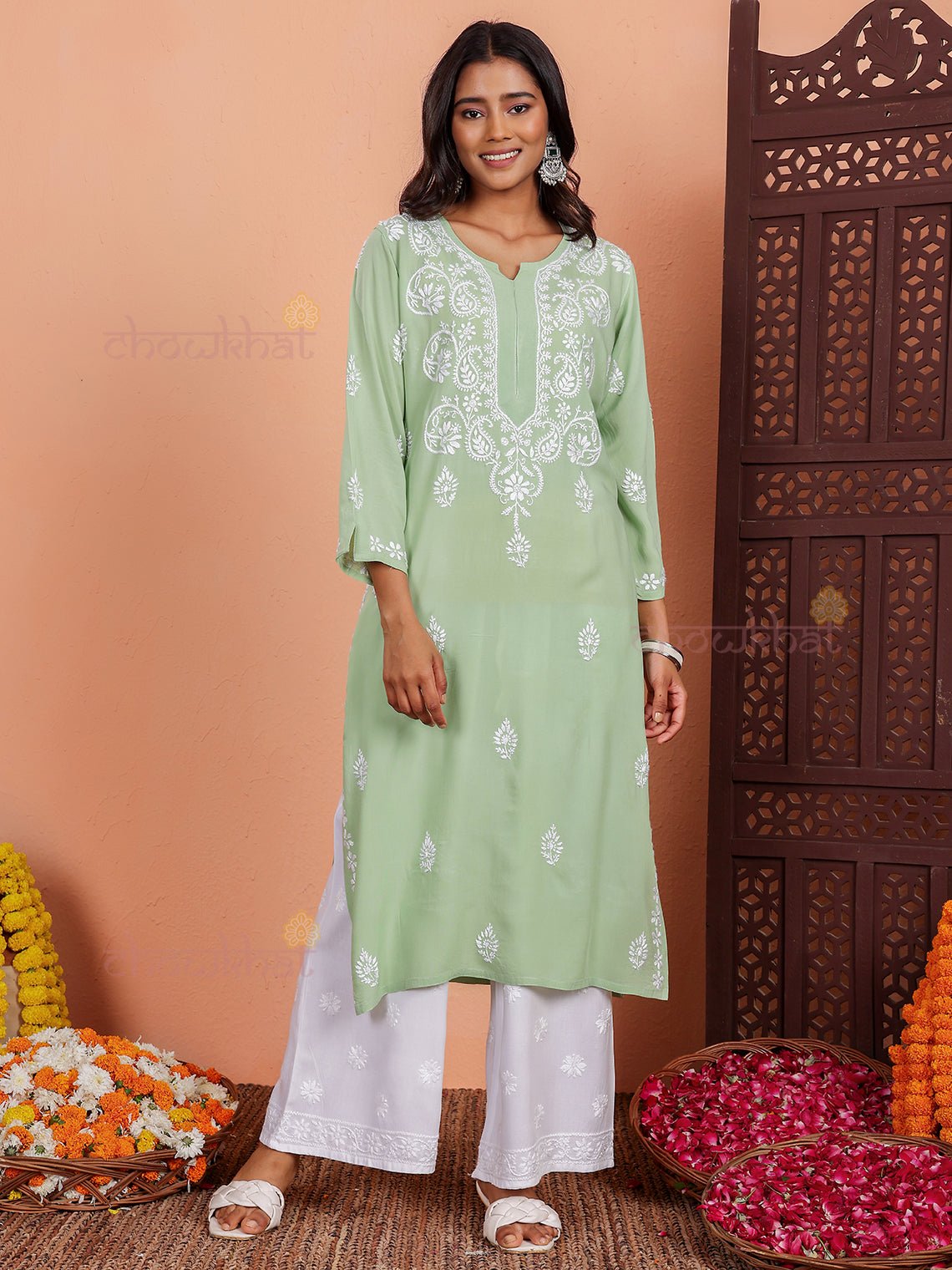 Tania Premium Modal Chikankari Kurti - Chowkhat Lifestyle