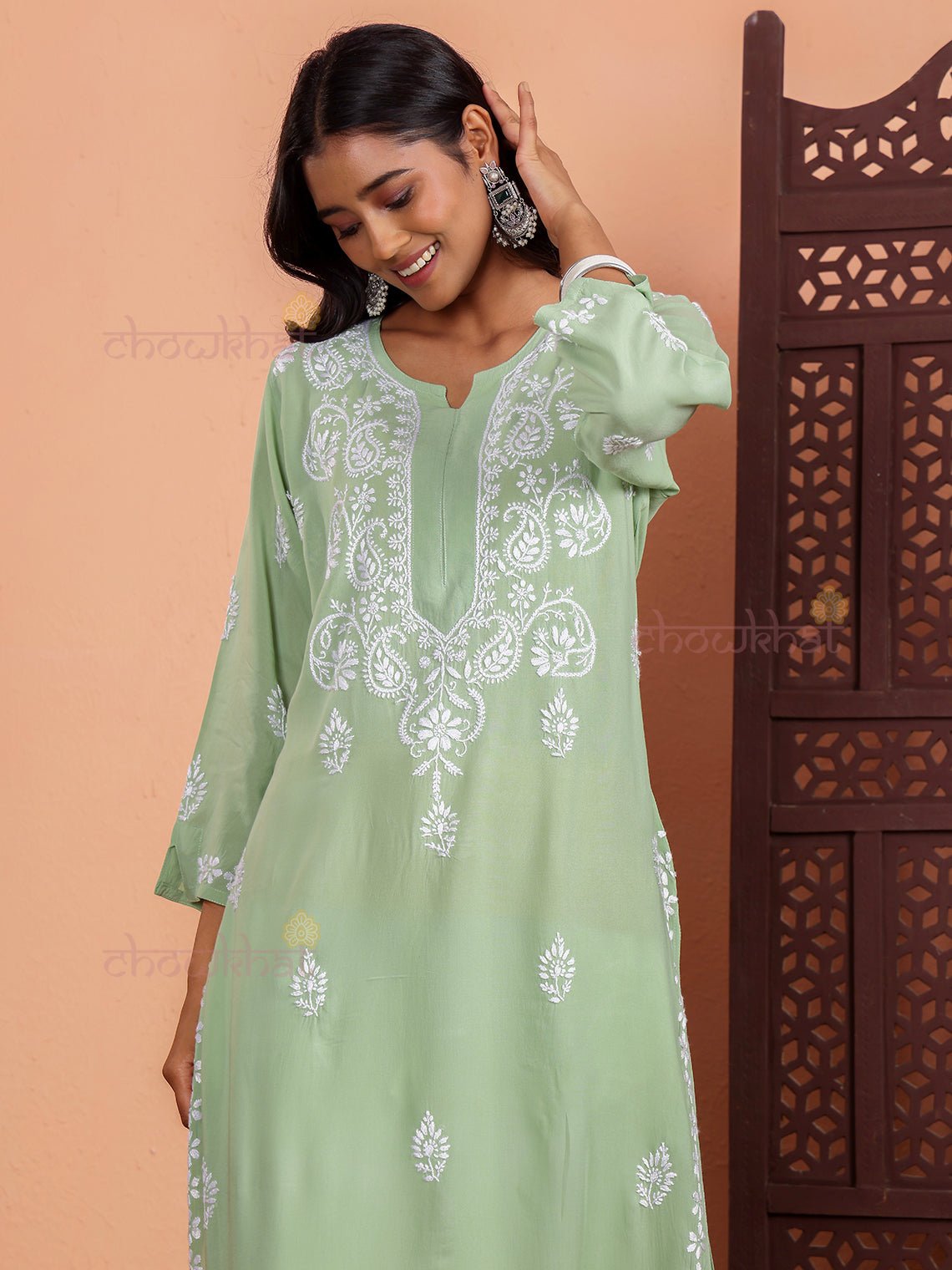 Tania Premium Modal Chikankari Kurti - Chowkhat Lifestyle