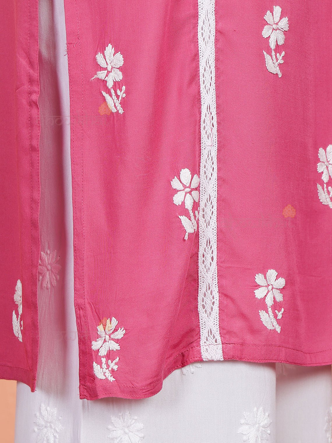 Janya Premium Modal Chikankari Kurti with Lace Detailing - Chowkhat Lifestyle