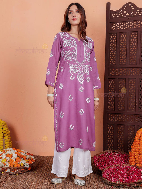 Tania Premium Modal Chikankari Kurti - Chowkhat Lifestyle