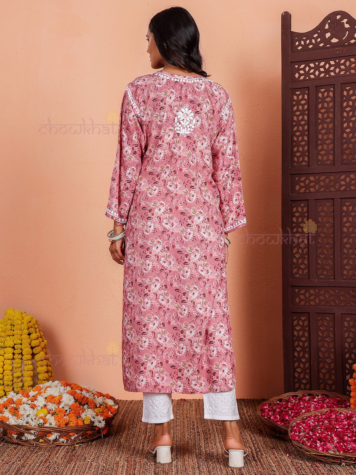 Ishani Rayon Printed Chikankari Straight Kurti - Chowkhat Lifestyle