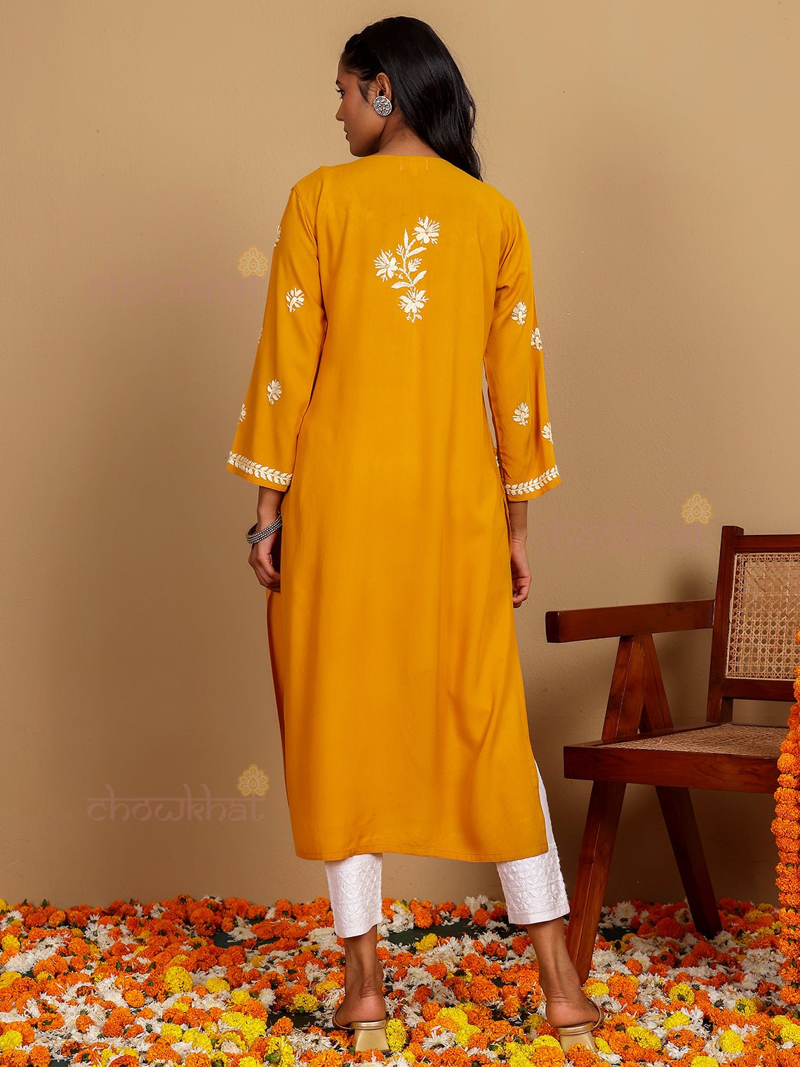 Muskaan Premium Rayon Chikankari Kurti with Pockets - Chowkhat Lifestyle