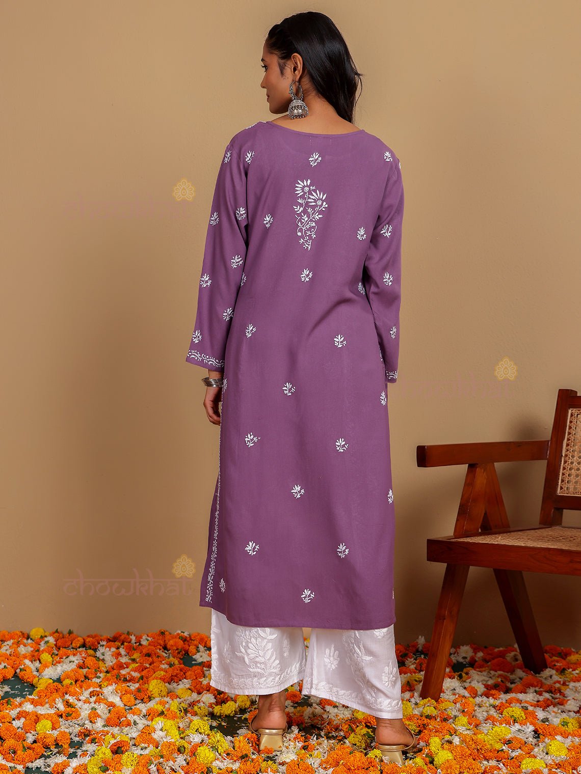 Anusha Premium Rayon Chikankari Straight Kurti - Chowkhat Lifestyle