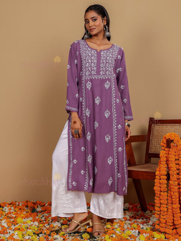 Anusha Premium Rayon Chikankari Straight Kurti - Chowkhat Lifestyle