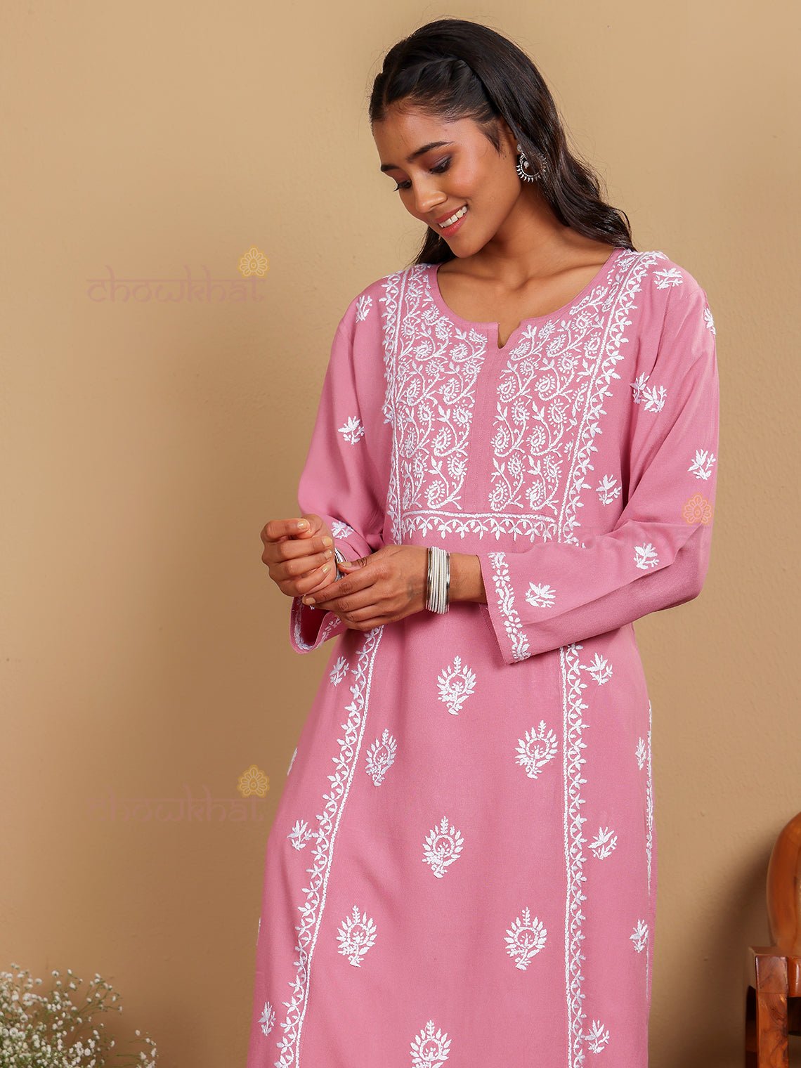 Anusha Premium Rayon Chikankari Straight Kurti - Chowkhat Lifestyle