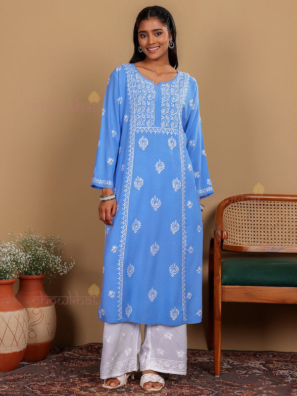 Anusha Premium Rayon Chikankari Straight Kurti - Chowkhat Lifestyle