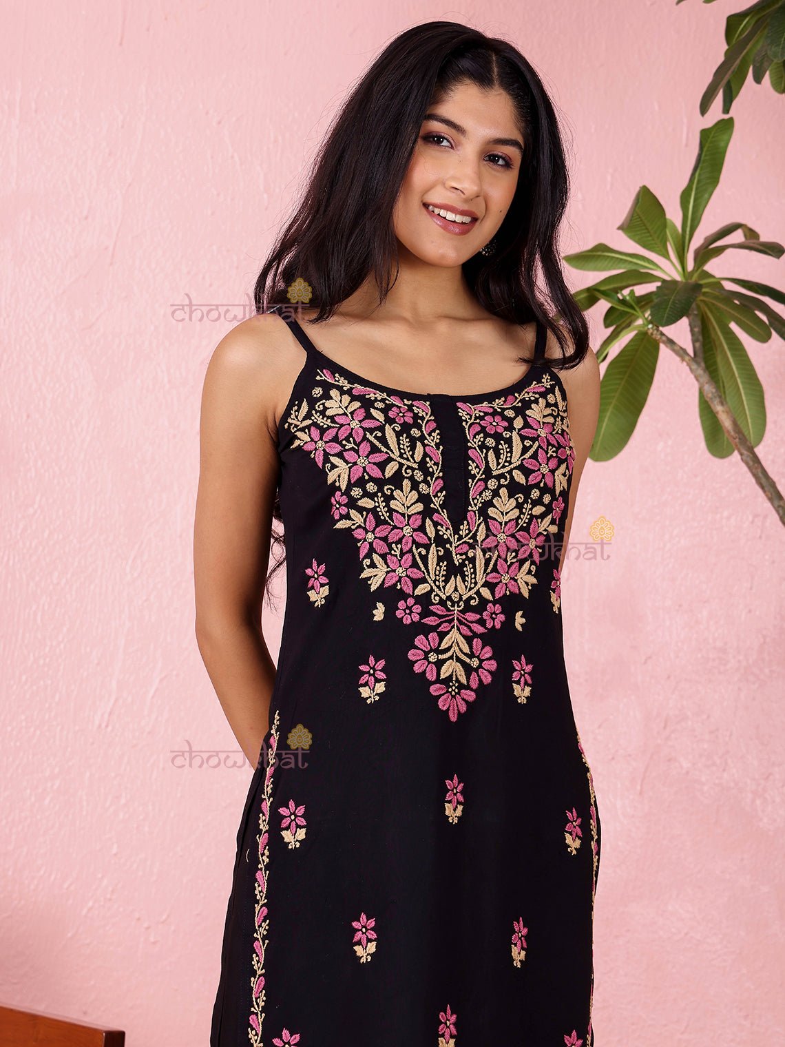 Surili Straight Long Rayon Chikankari Kurti - Chowkhat Lifestyle