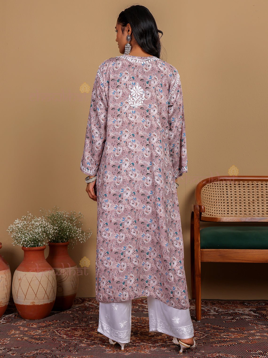 Ishani Rayon Printed Chikankari Straight Kurti - Chowkhat Lifestyle