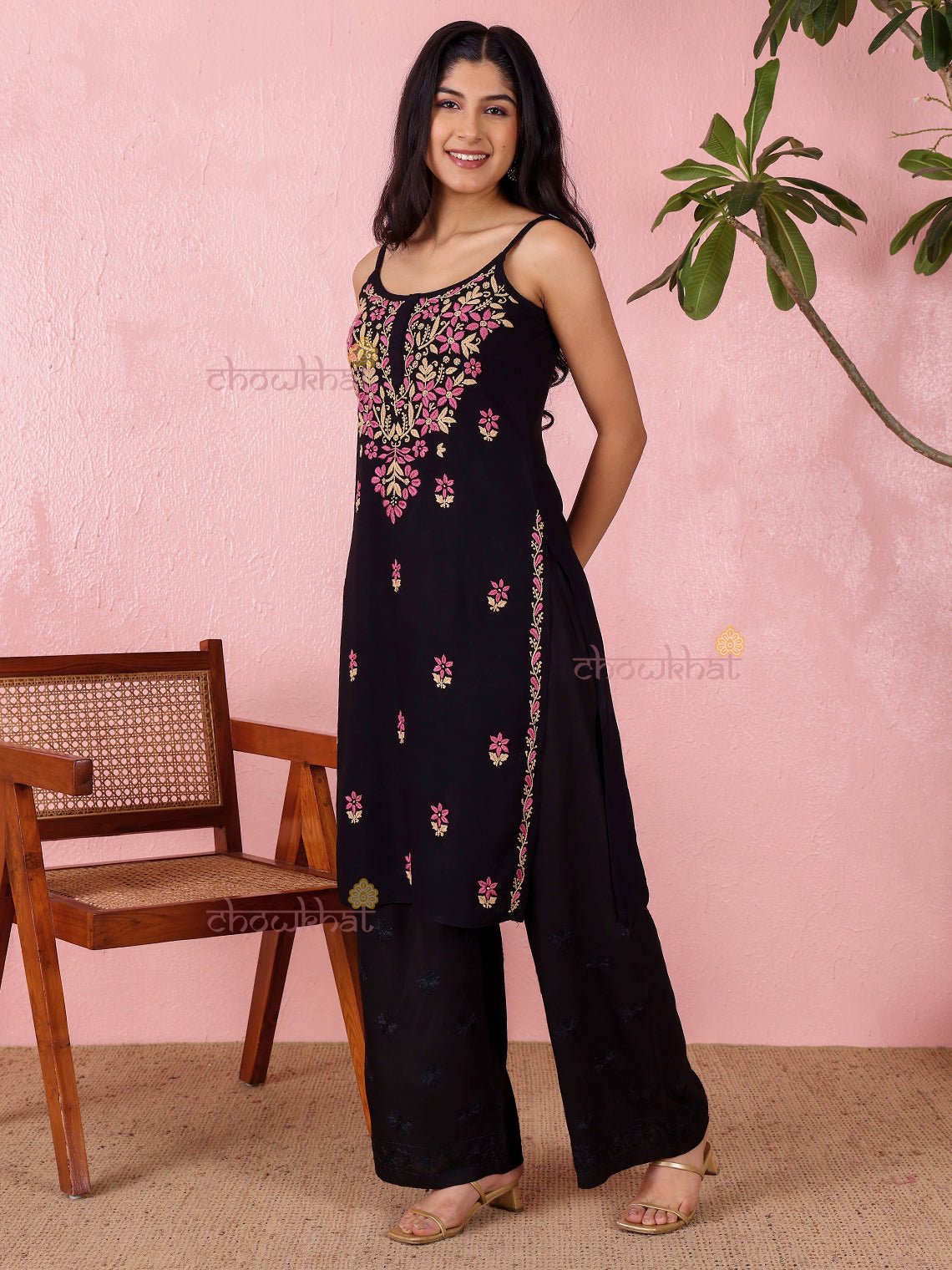 Surili Straight Long Rayon Chikankari Kurti - Chowkhat Lifestyle