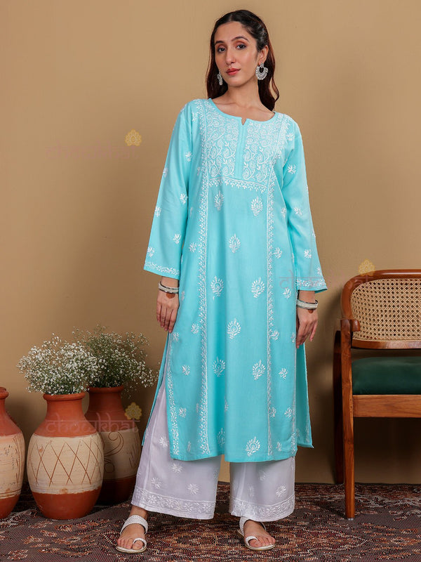 Anusha Premium Rayon Chikankari Straight Kurti - Chowkhat Lifestyle