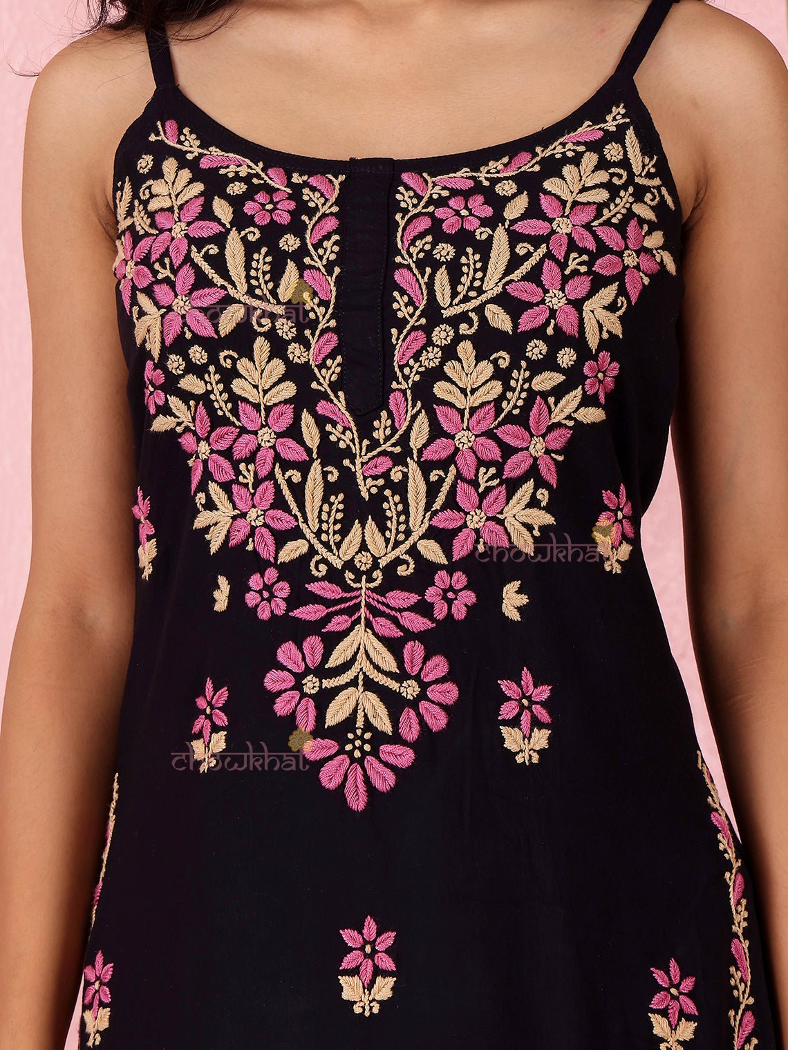 Surili Straight Long Rayon Chikankari Kurti - Chowkhat Lifestyle