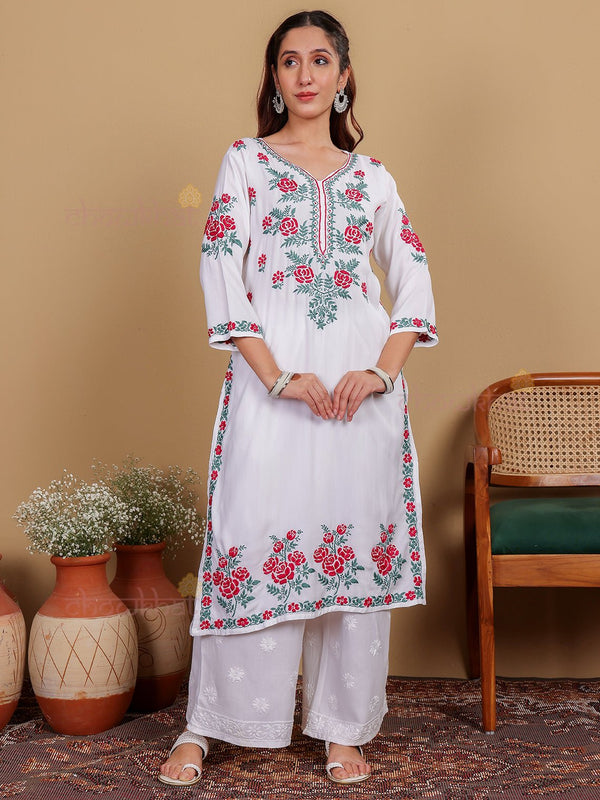 Irya Premium Rayon Multi Color Chikankari Kurti - Chowkhat Lifestyle