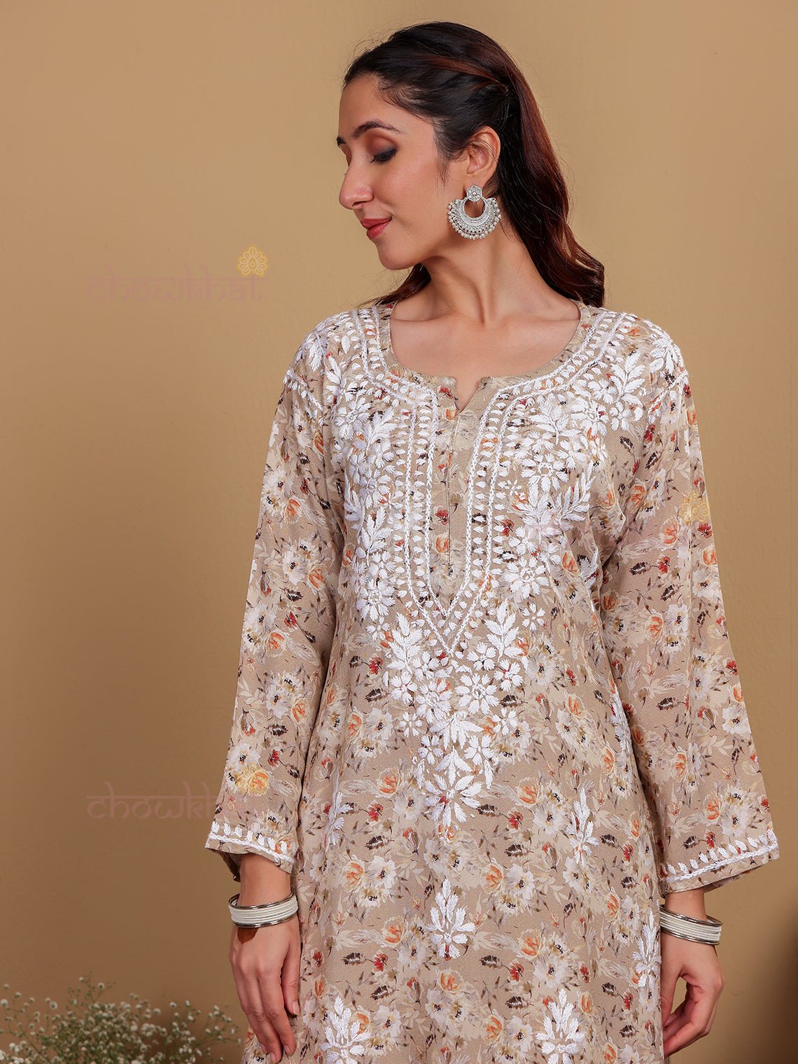 Ishani Rayon Printed Chikankari Straight Kurti - Chowkhat Lifestyle