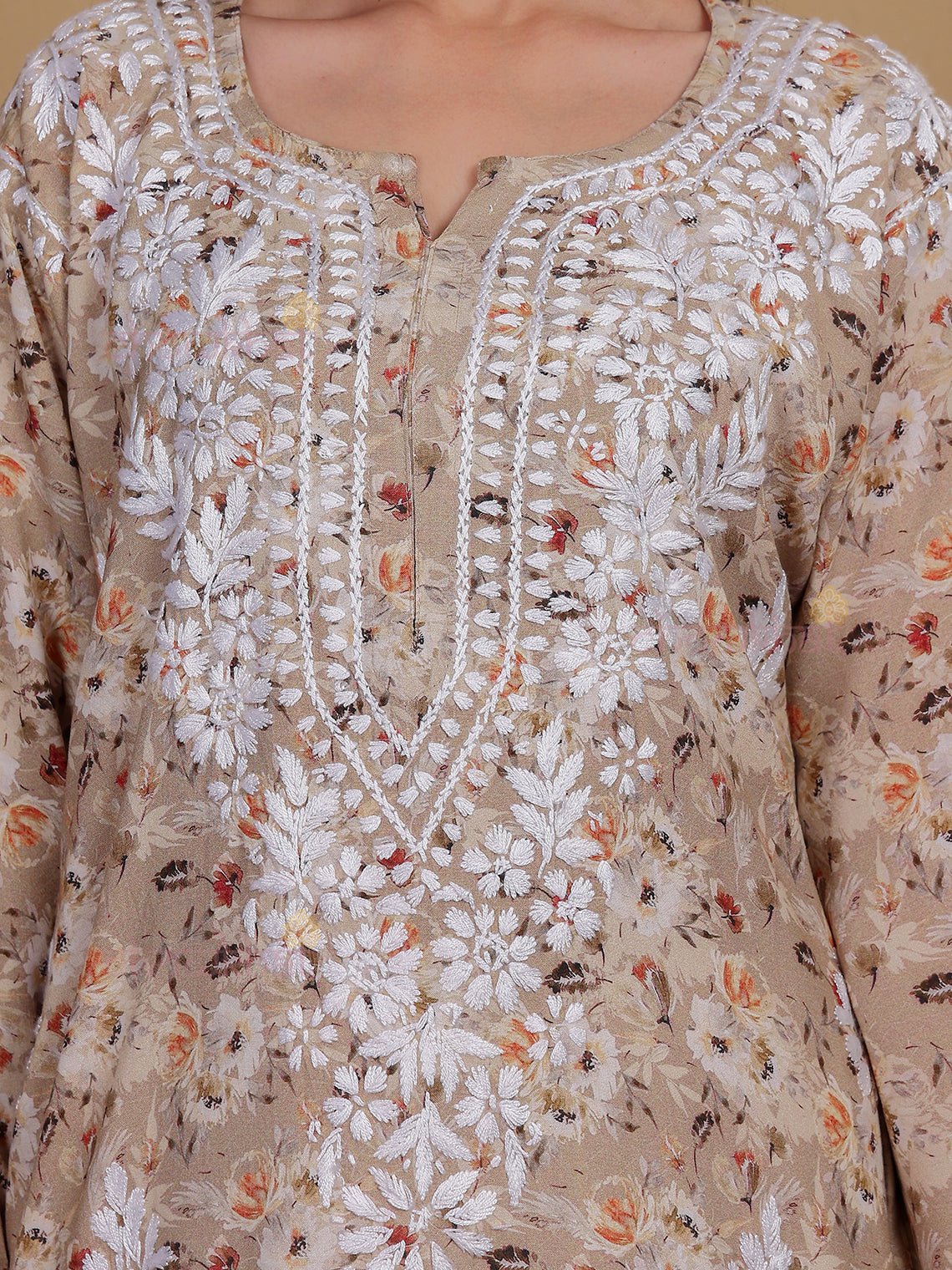 Ishani Rayon Printed Chikankari Straight Kurti - Chowkhat Lifestyle