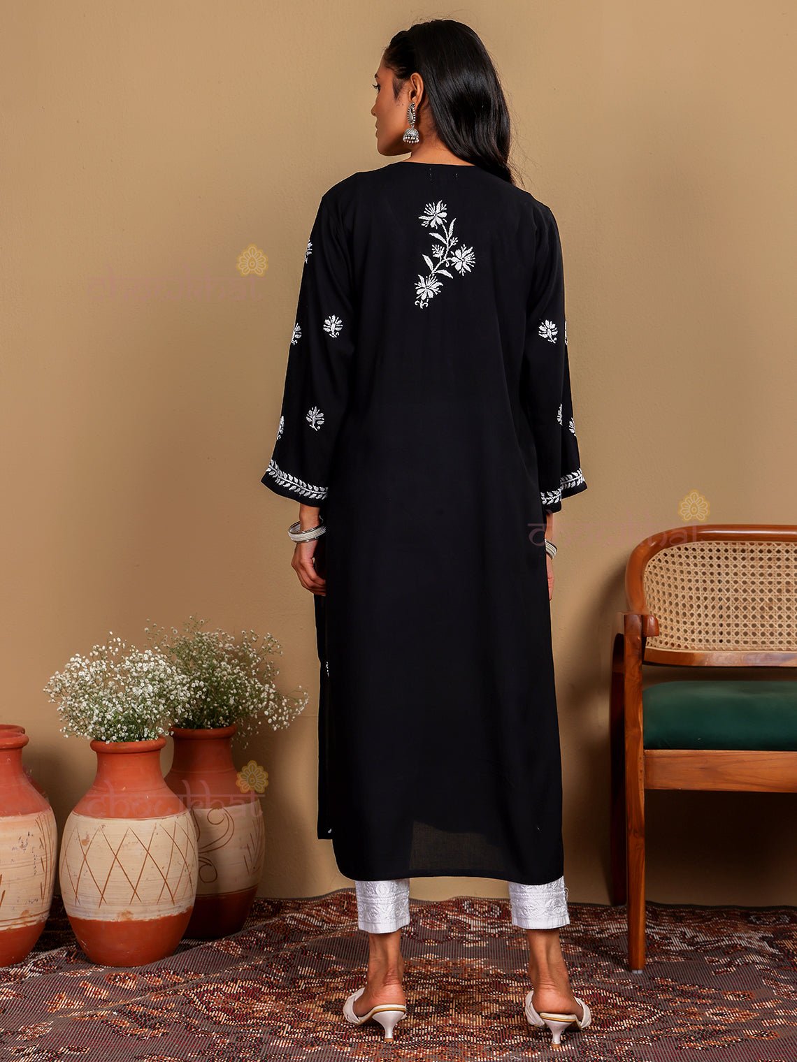 Muskaan Premium Rayon Chikankari Kurti with Pockets - Chowkhat Lifestyle