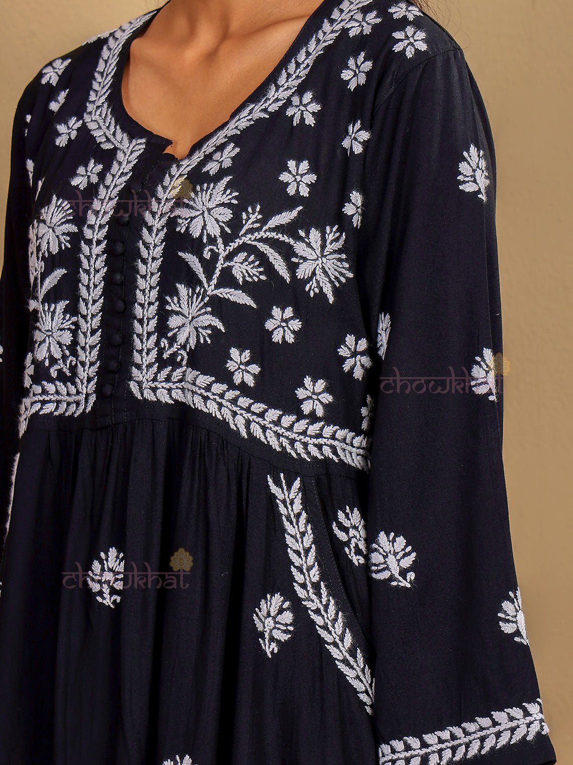 Muskaan Premium Rayon Chikankari Kurti with Pockets - Chowkhat Lifestyle