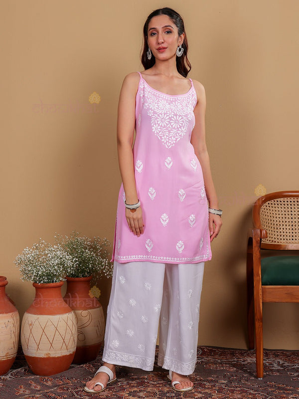 Ayaa Long Rayon Chikankari Kurti - Chowkhat Lifestyle