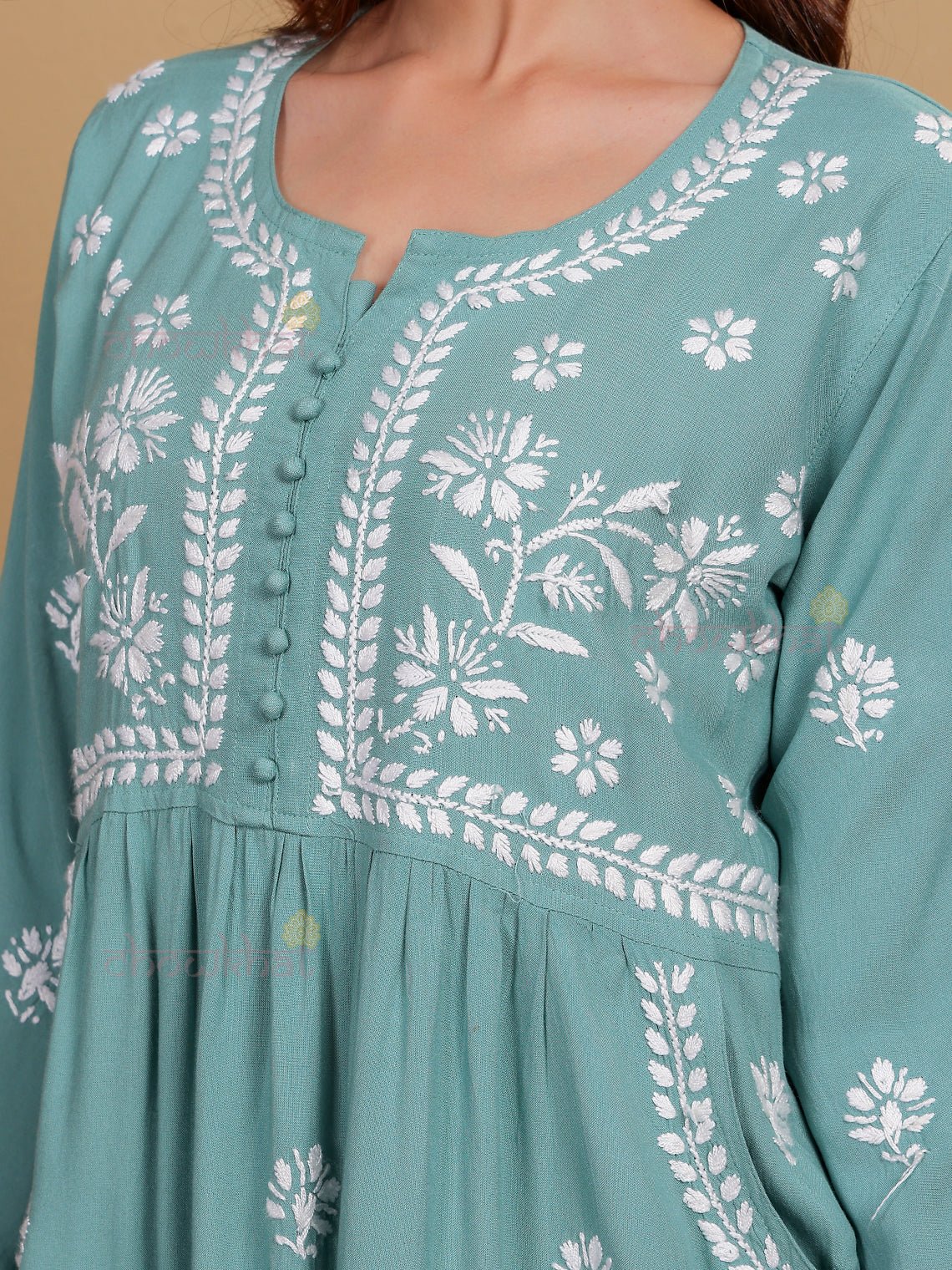 Muskaan Premium Rayon Chikankari Kurti with Pockets - Chowkhat Lifestyle