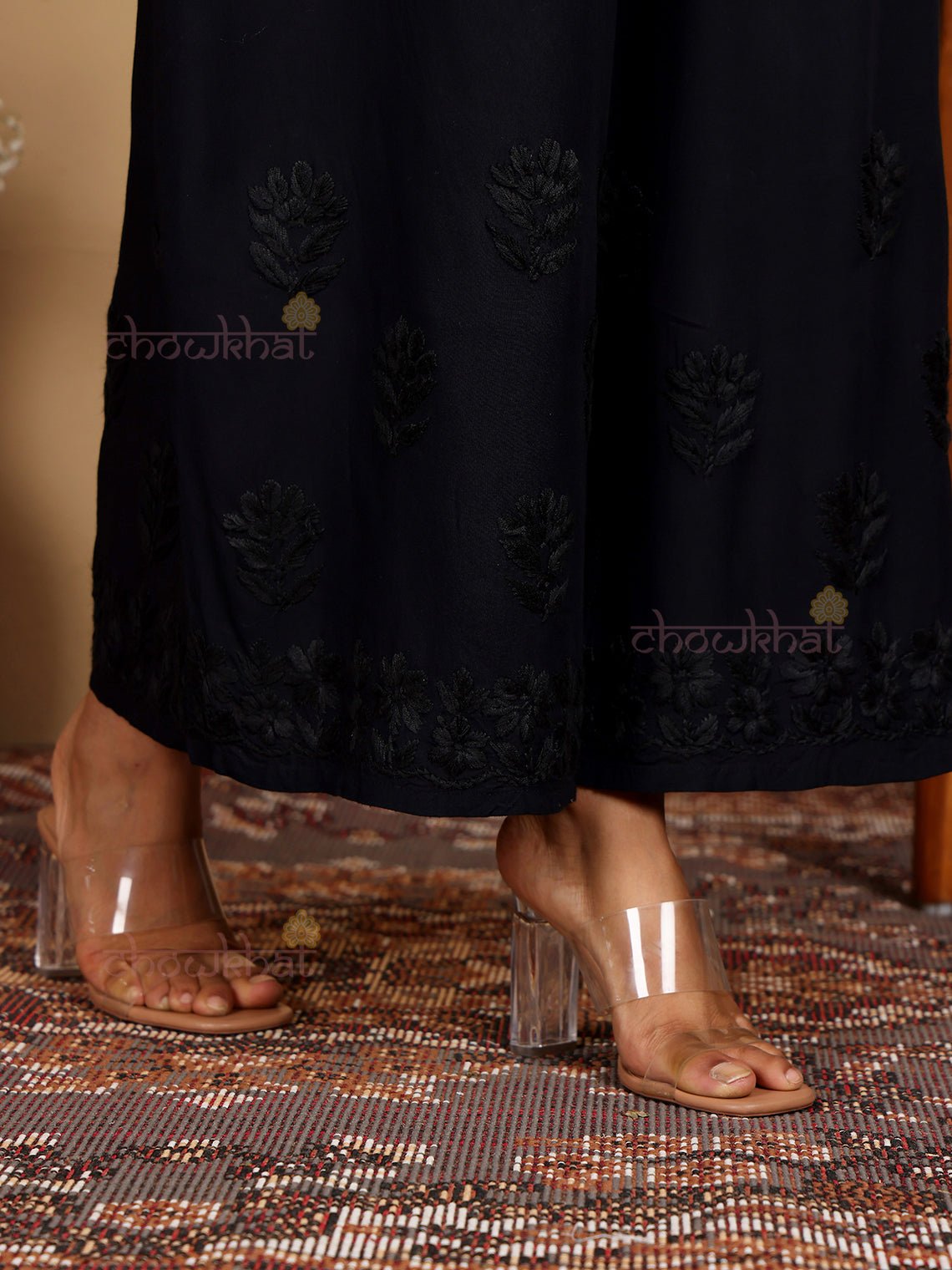 Shaima Rayon Chikankari Straight Palazzo - Chowkhat Lifestyle