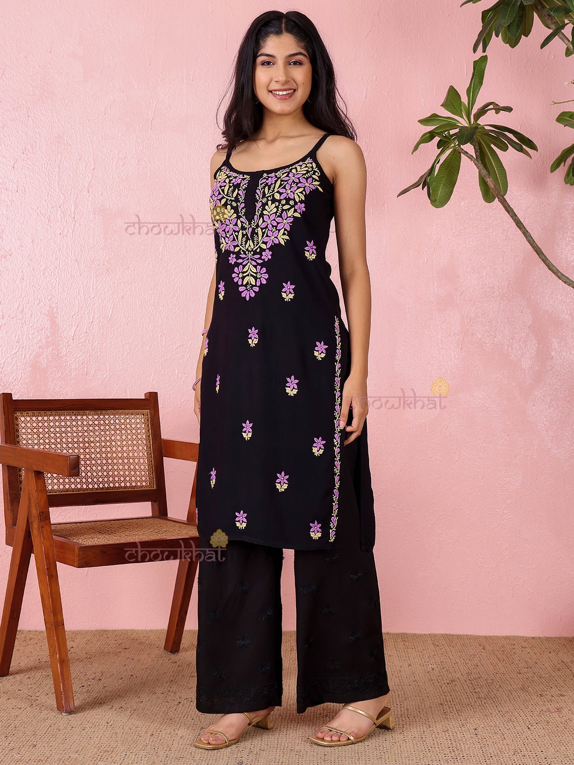 Surili Straight Long Rayon Chikankari Kurti - Chowkhat Lifestyle
