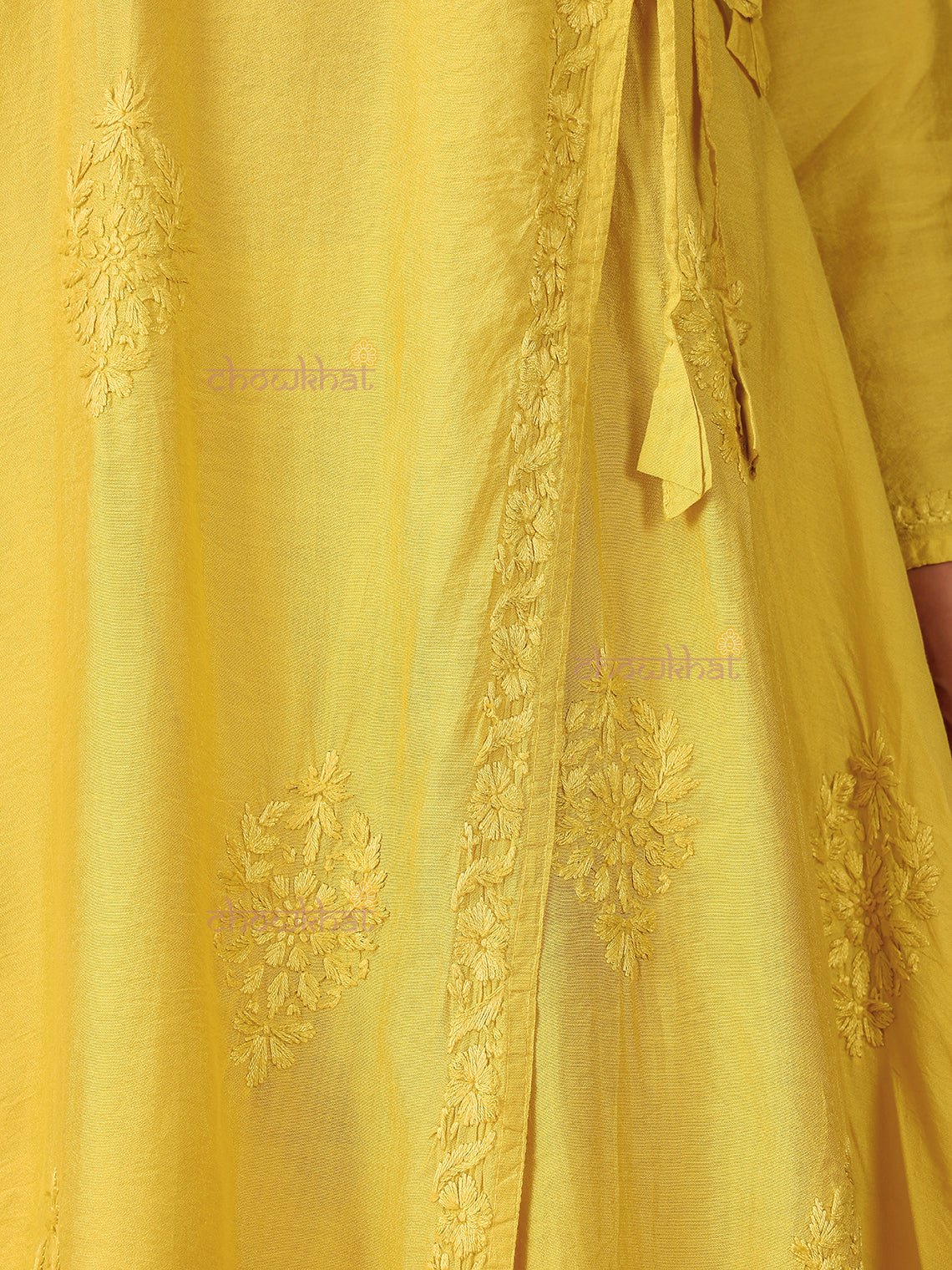 Hiba Angrakha Chanderi Chikankari Kurti & Palazzo Set - Chowkhat Lifestyle