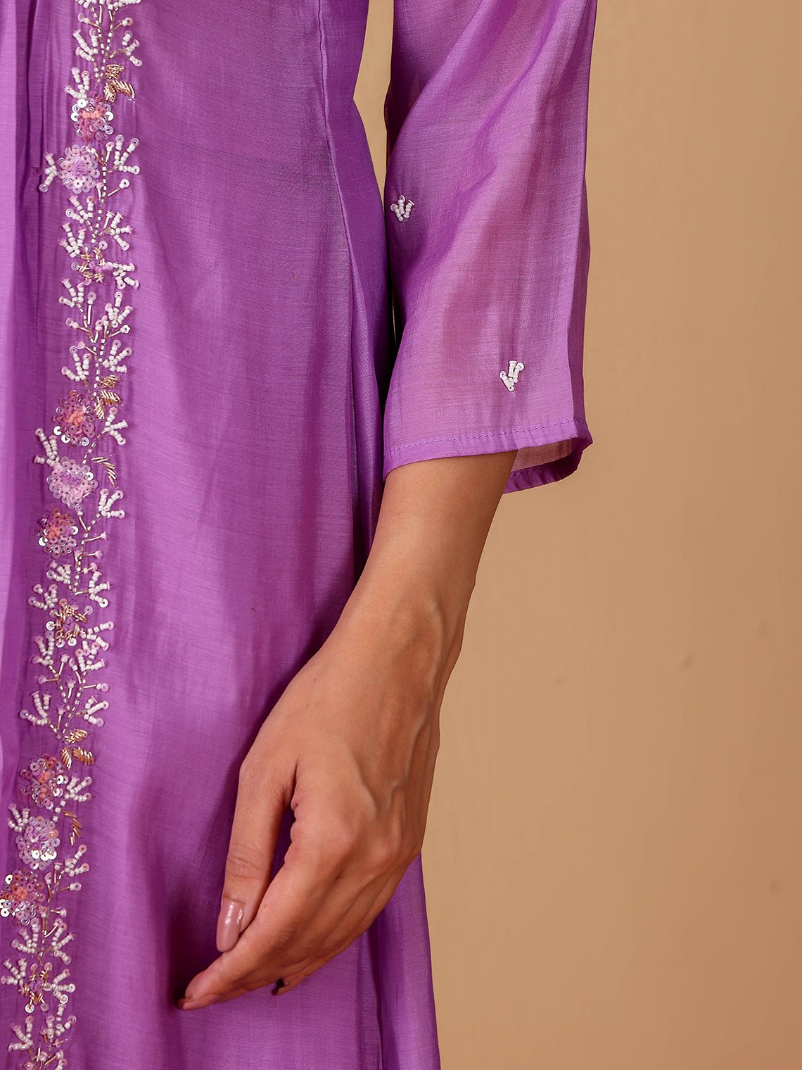 Seerat Mul Chanderi 3 Piece Nyra Style Stitched Suit Set with Adda Work - Chowkhat Lifestyle