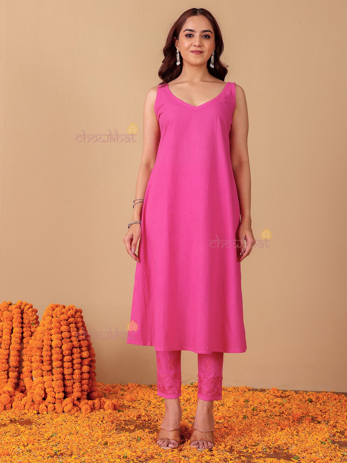 Zaina Aline Chikankari Suit Set with Mukaish Work - Chowkhat Lifestyle