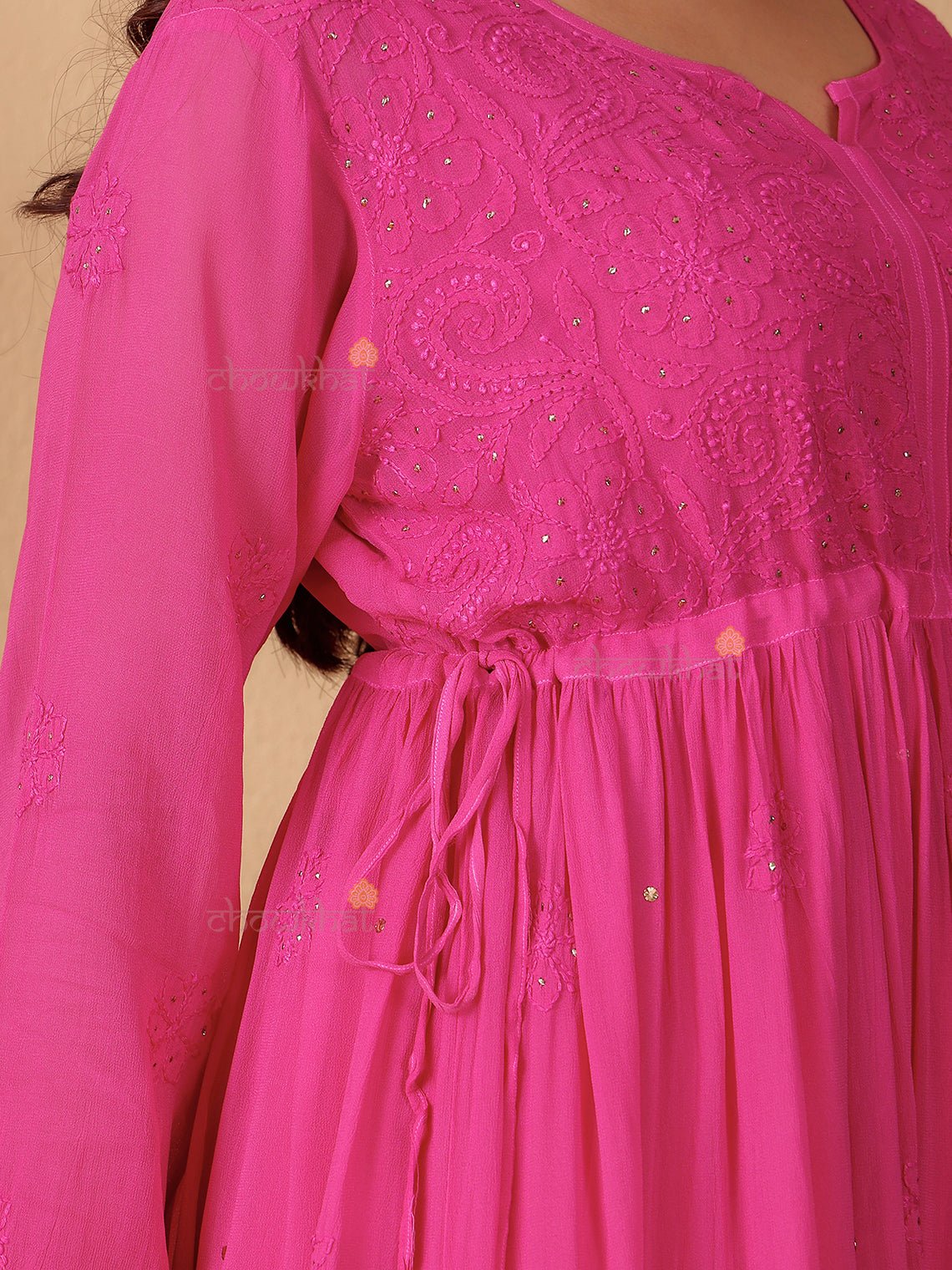 Zaina Aline Chikankari Suit Set with Mukaish Work - Chowkhat Lifestyle