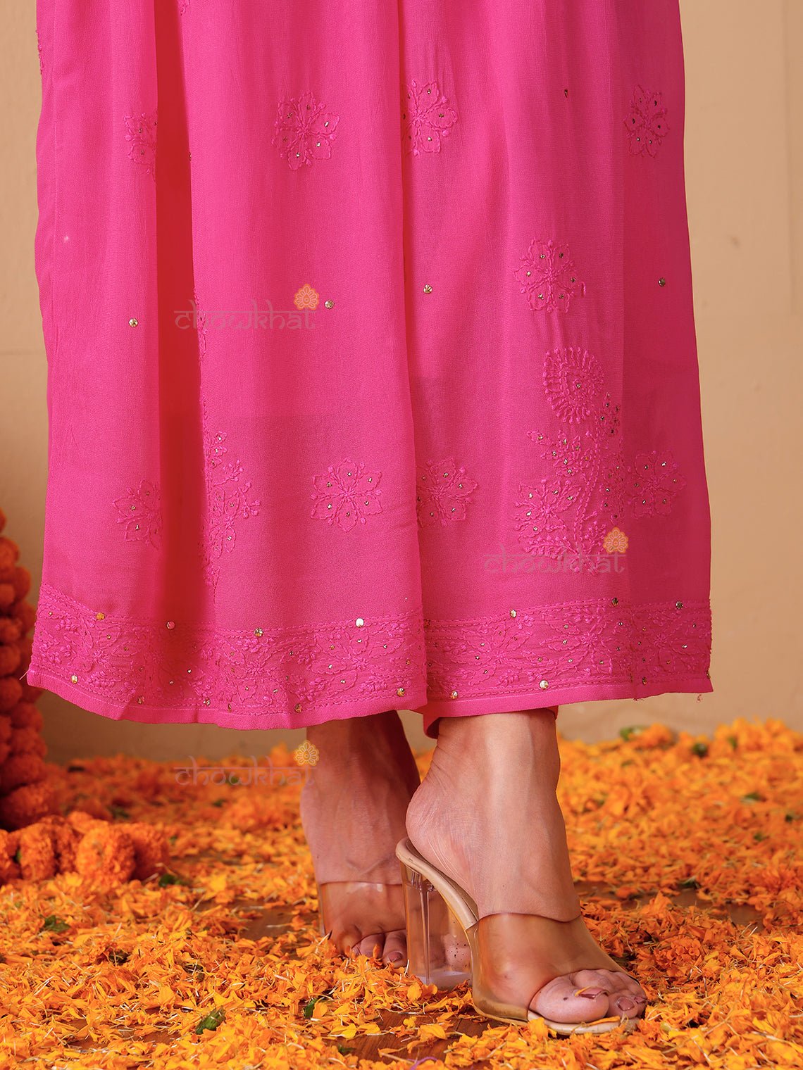 Zaina Aline Chikankari Suit Set with Mukaish Work - Chowkhat Lifestyle