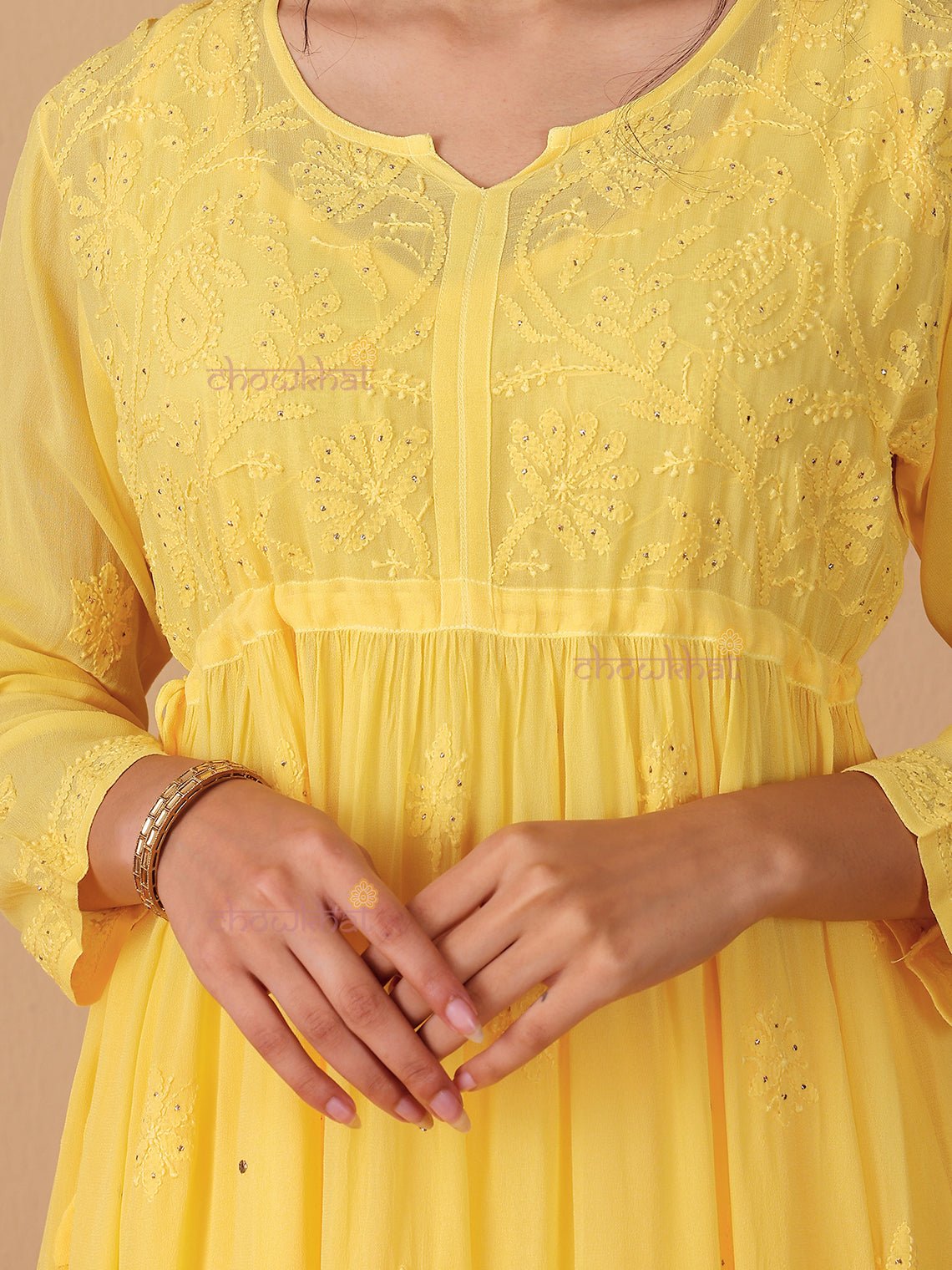 Zaina Aline Chikankari Suit Set with Mukaish Work - Chowkhat Lifestyle