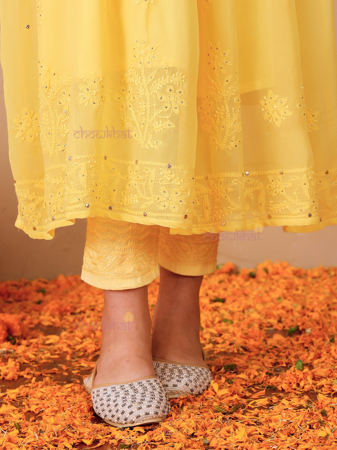 Zaina Aline Chikankari Suit Set with Mukaish Work - Chowkhat Lifestyle