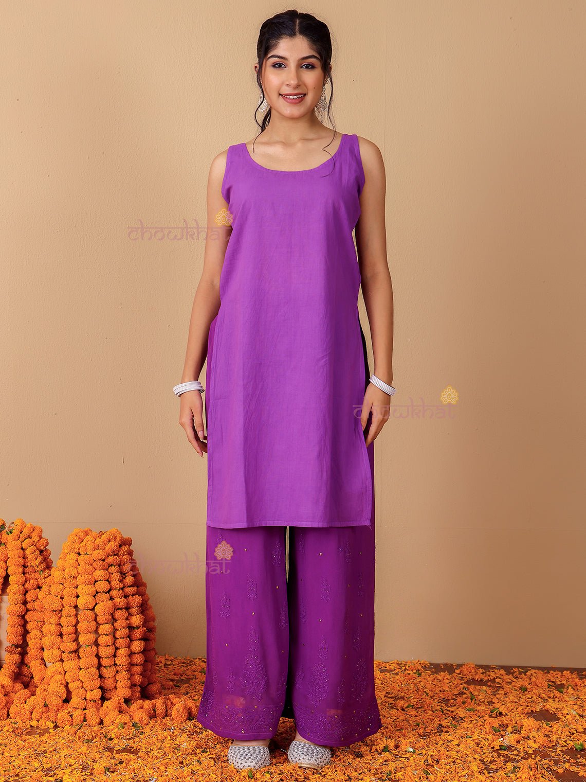 Falak Chikankari Suit Set with Mukaish Work - Chowkhat Lifestyle