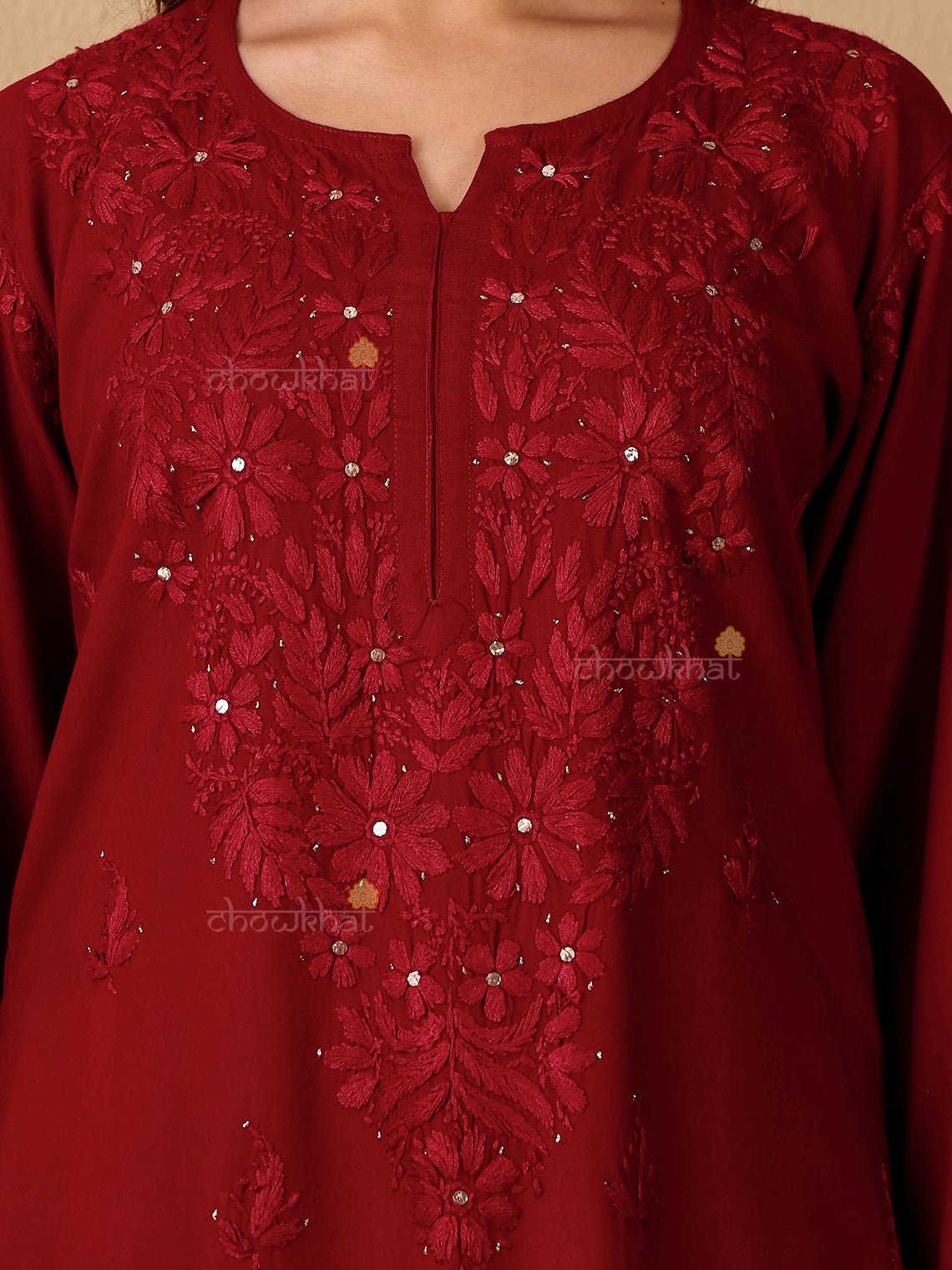 Noor Rayon Chikankari Kurti with Mukaish Work - Chowkhat Lifestyle