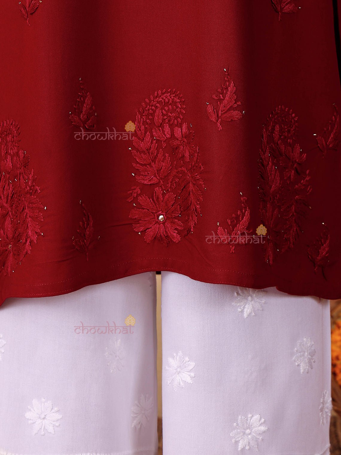 Noor Rayon Chikankari Kurti with Mukaish Work - Chowkhat Lifestyle