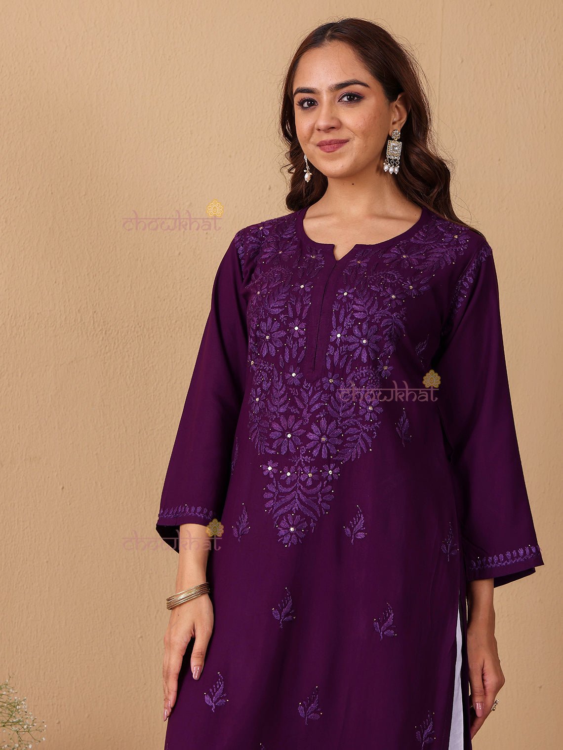 Noor Rayon Chikankari Kurti with Mukaish Work - Chowkhat Lifestyle