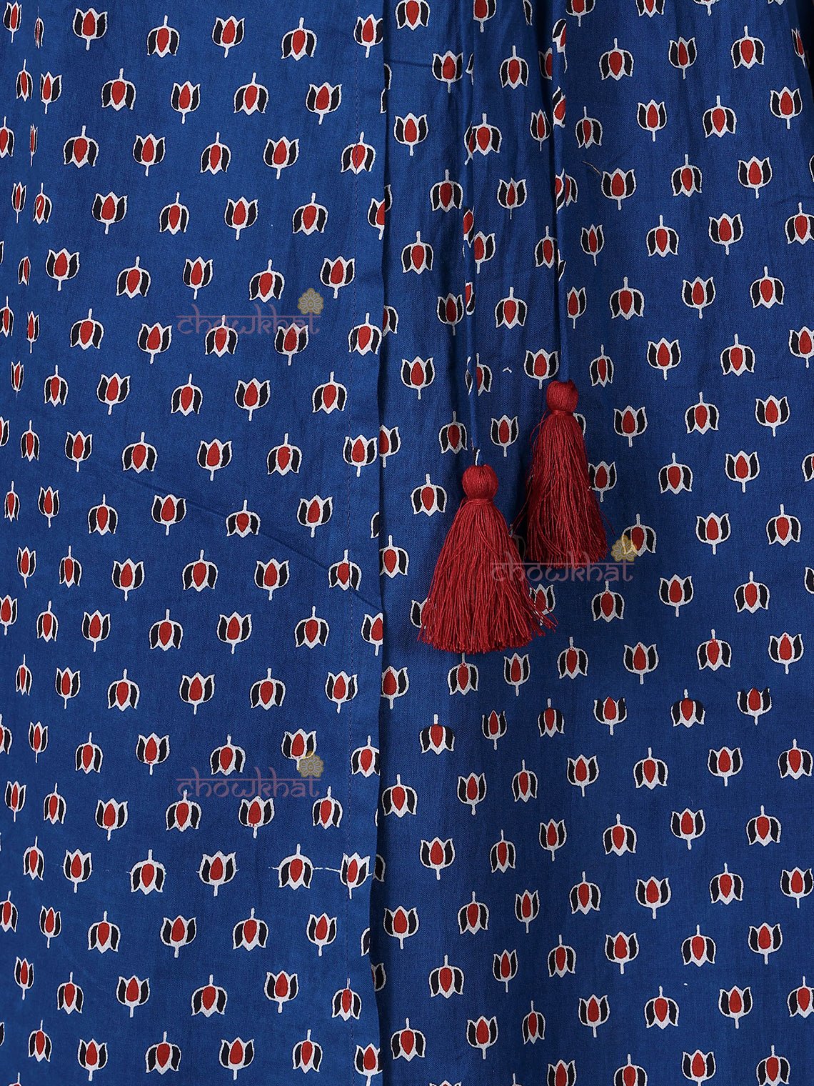 Riva Cotton Hand Printed Angrakha Dress with Hand Work - Chowkhat Lifestyle