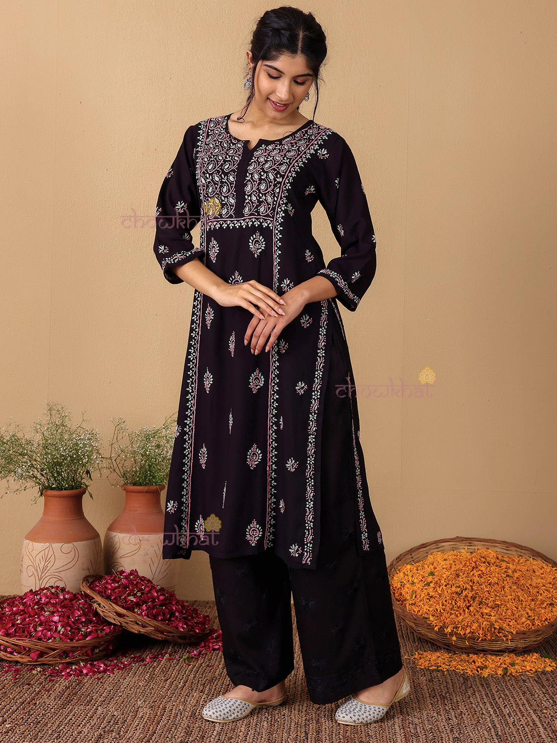 Irya Panel Premium Rayon Multi Color Chikankari Kurti