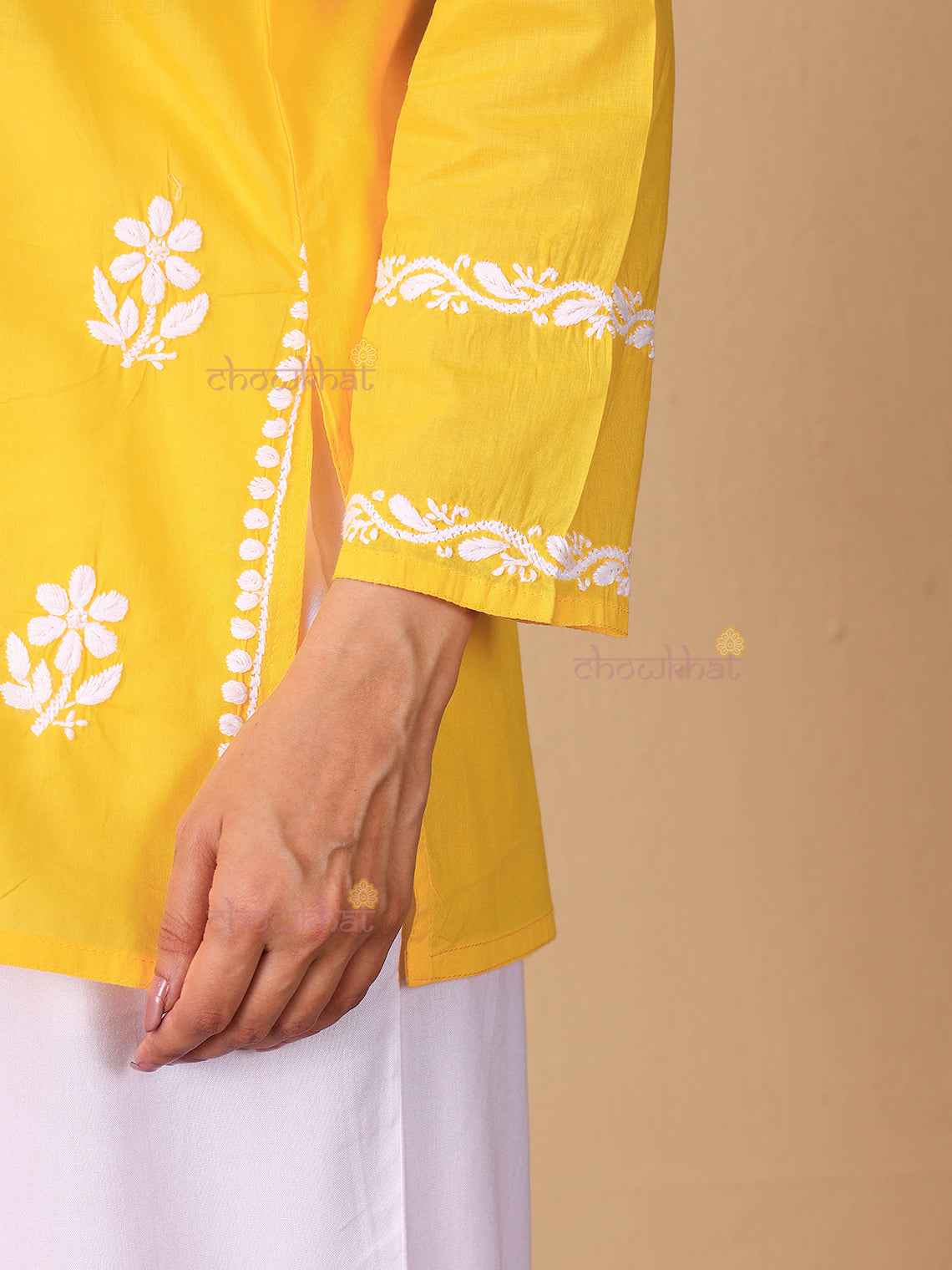Raha Cotton Straight Short Chikankari Kurti