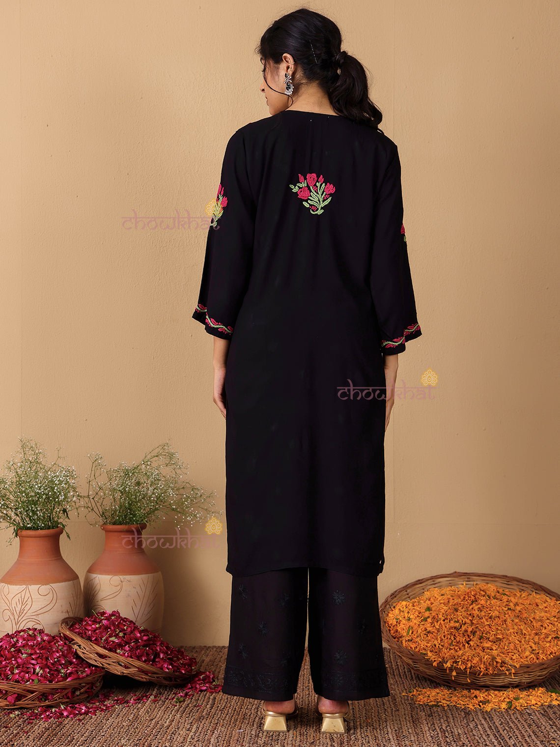 Ramya Rayon Straight Multi Color Chikankari Kurti - Chowkhat Lifestyle