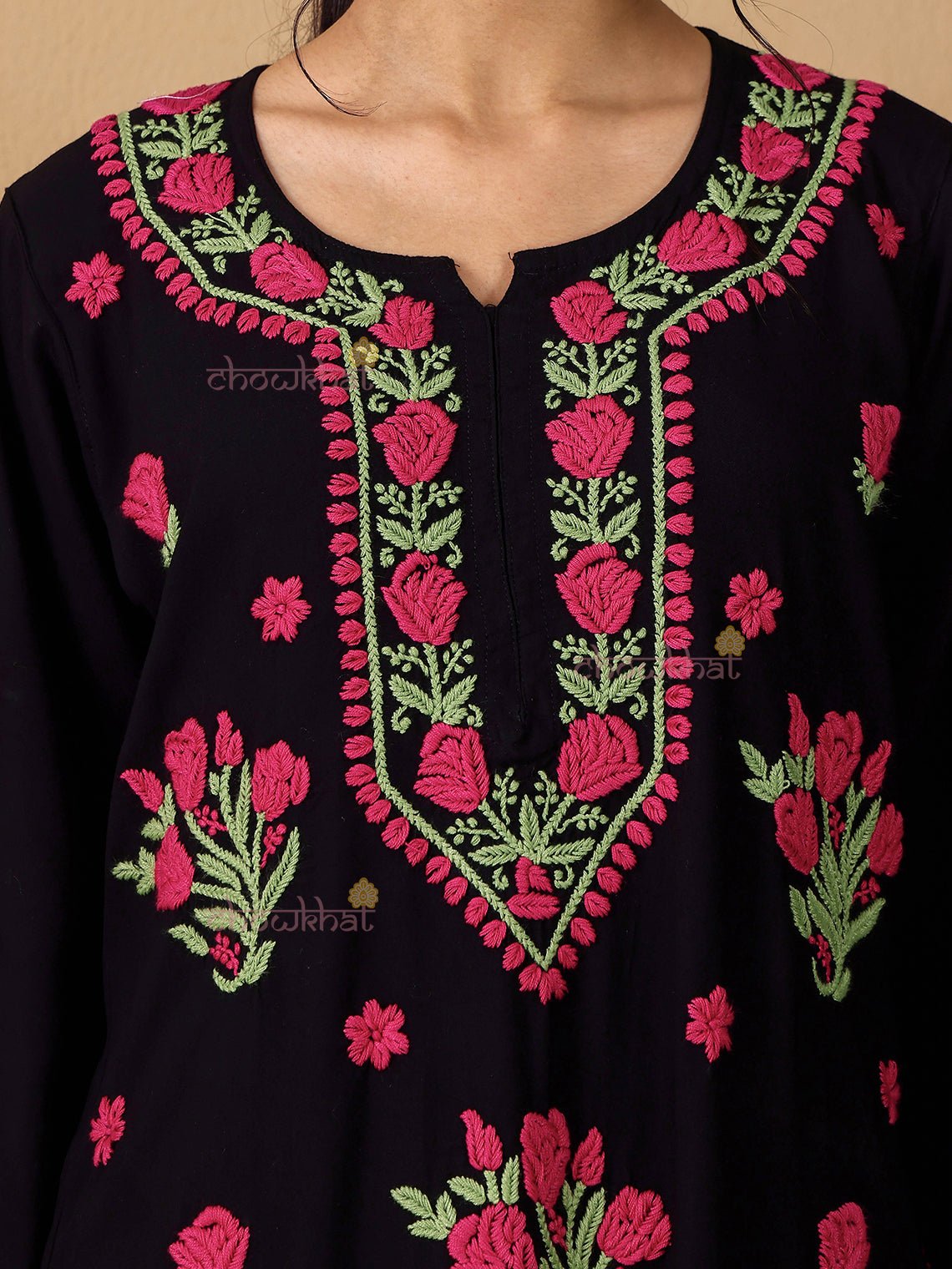 Ramya Rayon Straight Multi Color Chikankari Kurti - Chowkhat Lifestyle