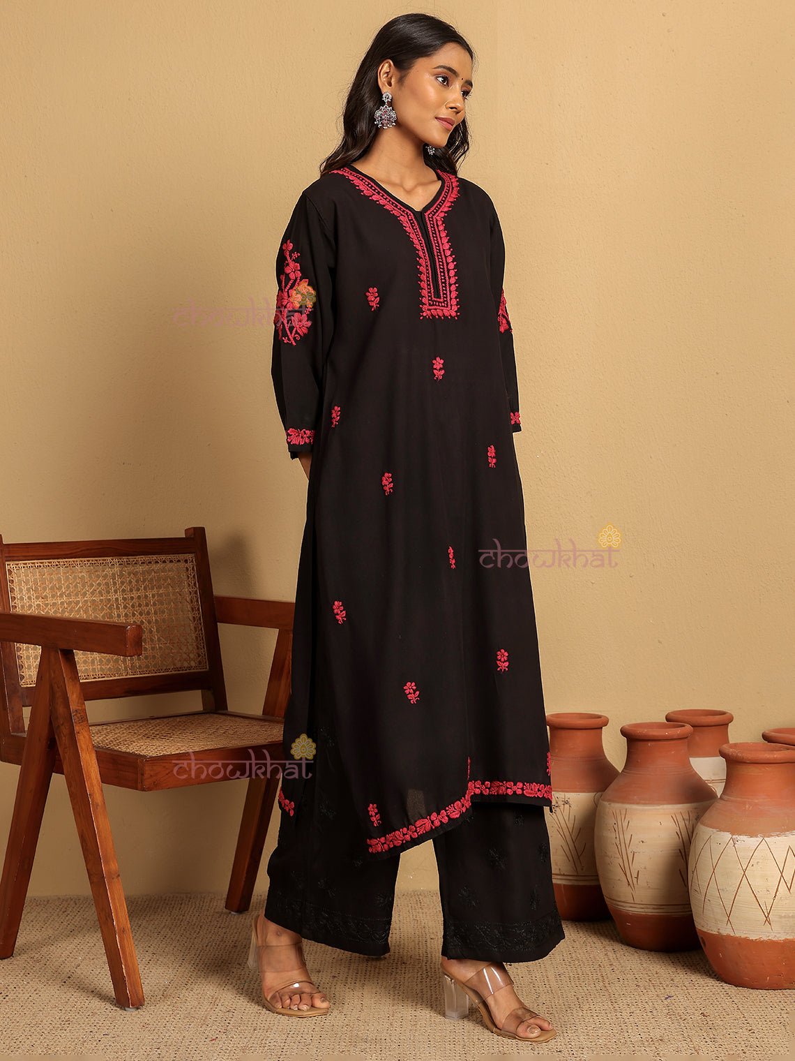 Anam Premium Rayon Straight Chikankari Kurti - Chowkhat Lifestyle