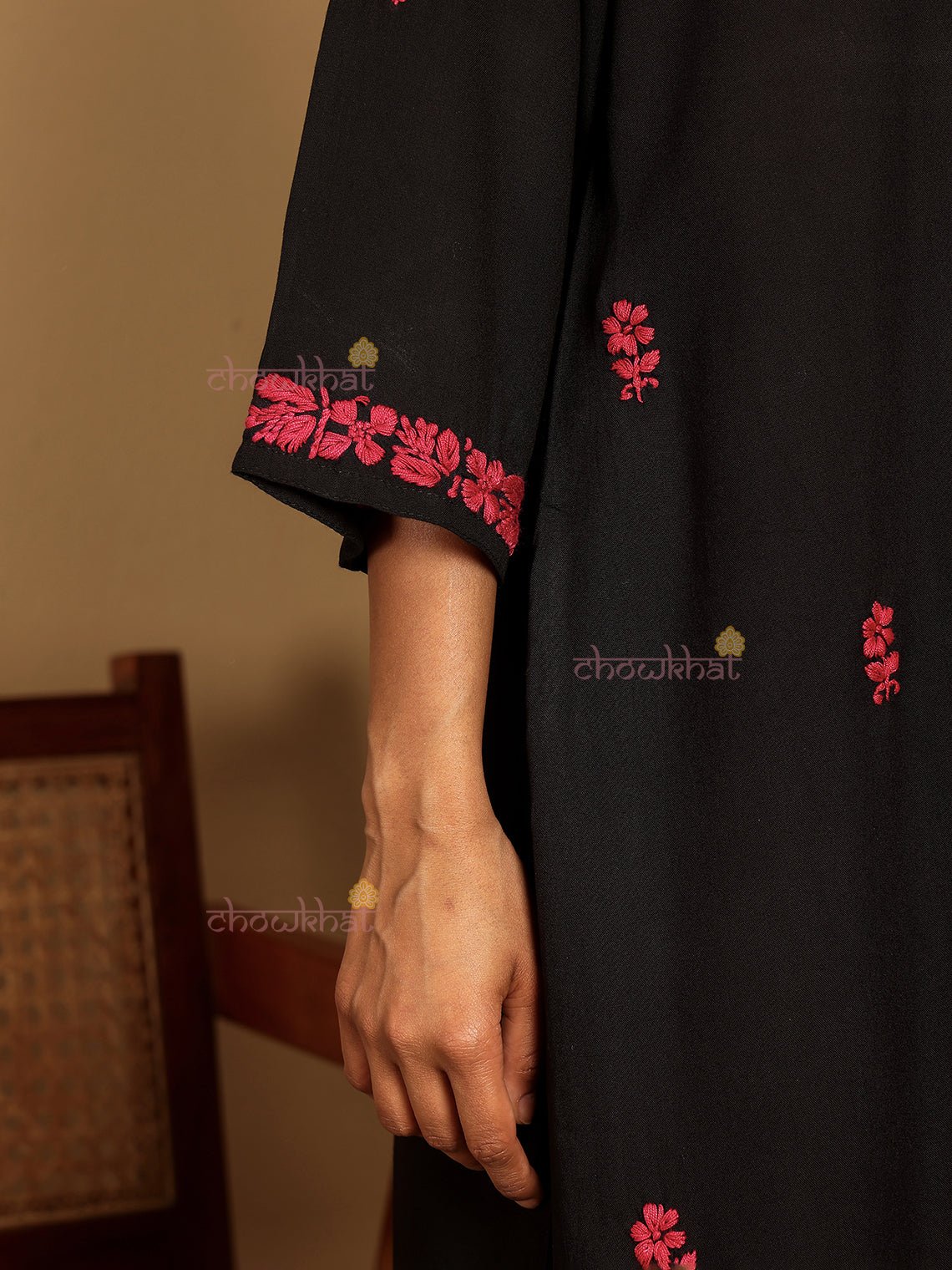 Anam Premium Rayon Straight Chikankari Kurti - Chowkhat Lifestyle