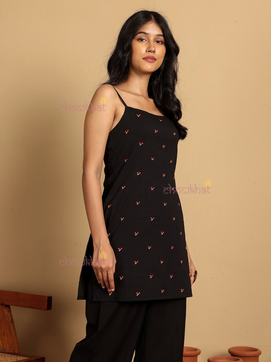 Tina Short Cotton Kurti With Hand Embroidery - Chowkhat Lifestyle