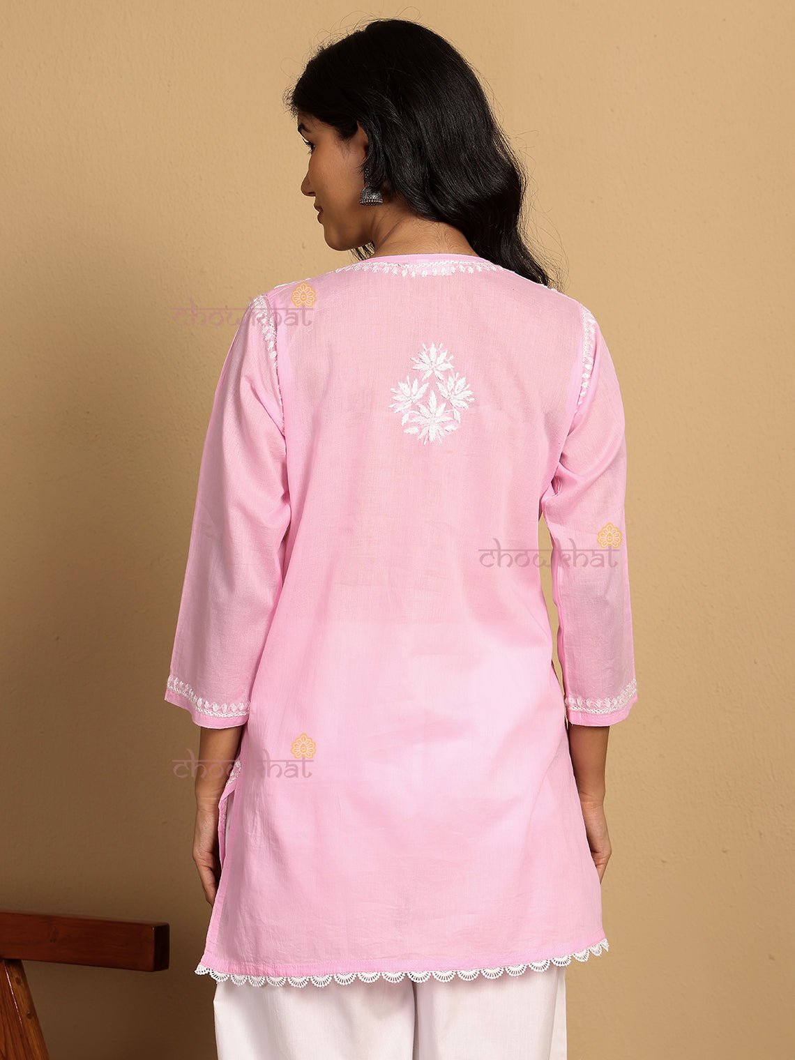 Dania Mul Cotton Short Straight Chikankari Kurti - Chowkhat Lifestyle