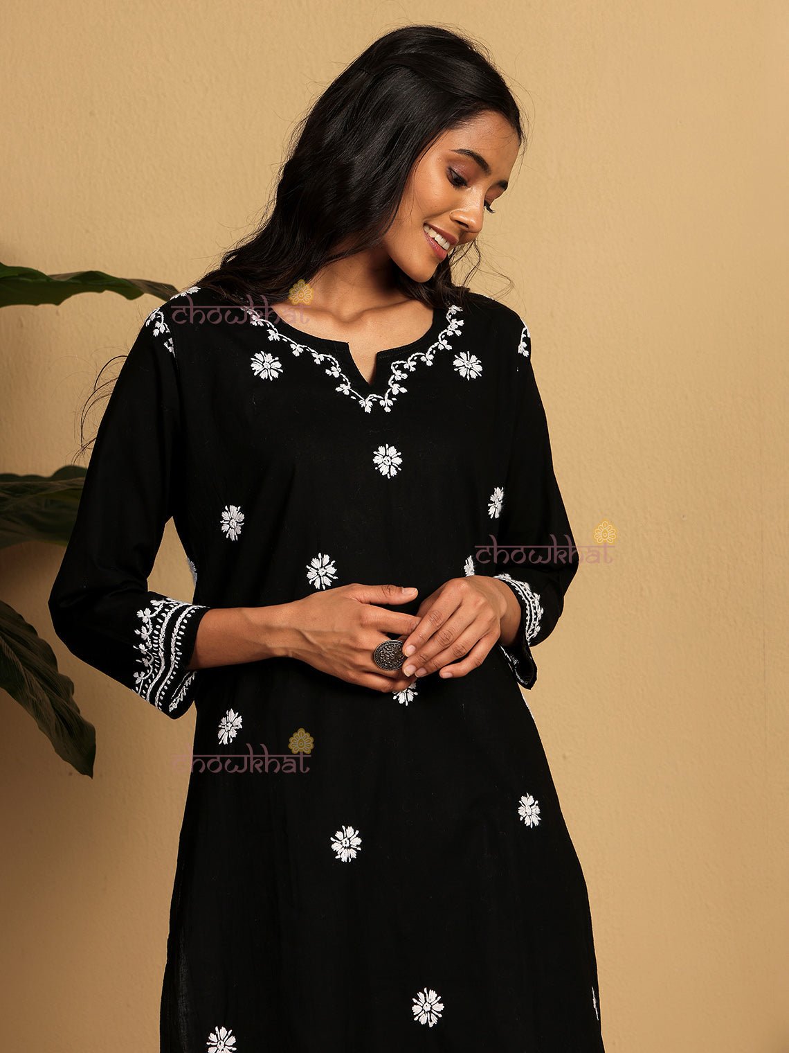 Saba Pure Cotton Chikankari Long Kurti - Chowkhat Lifestyle