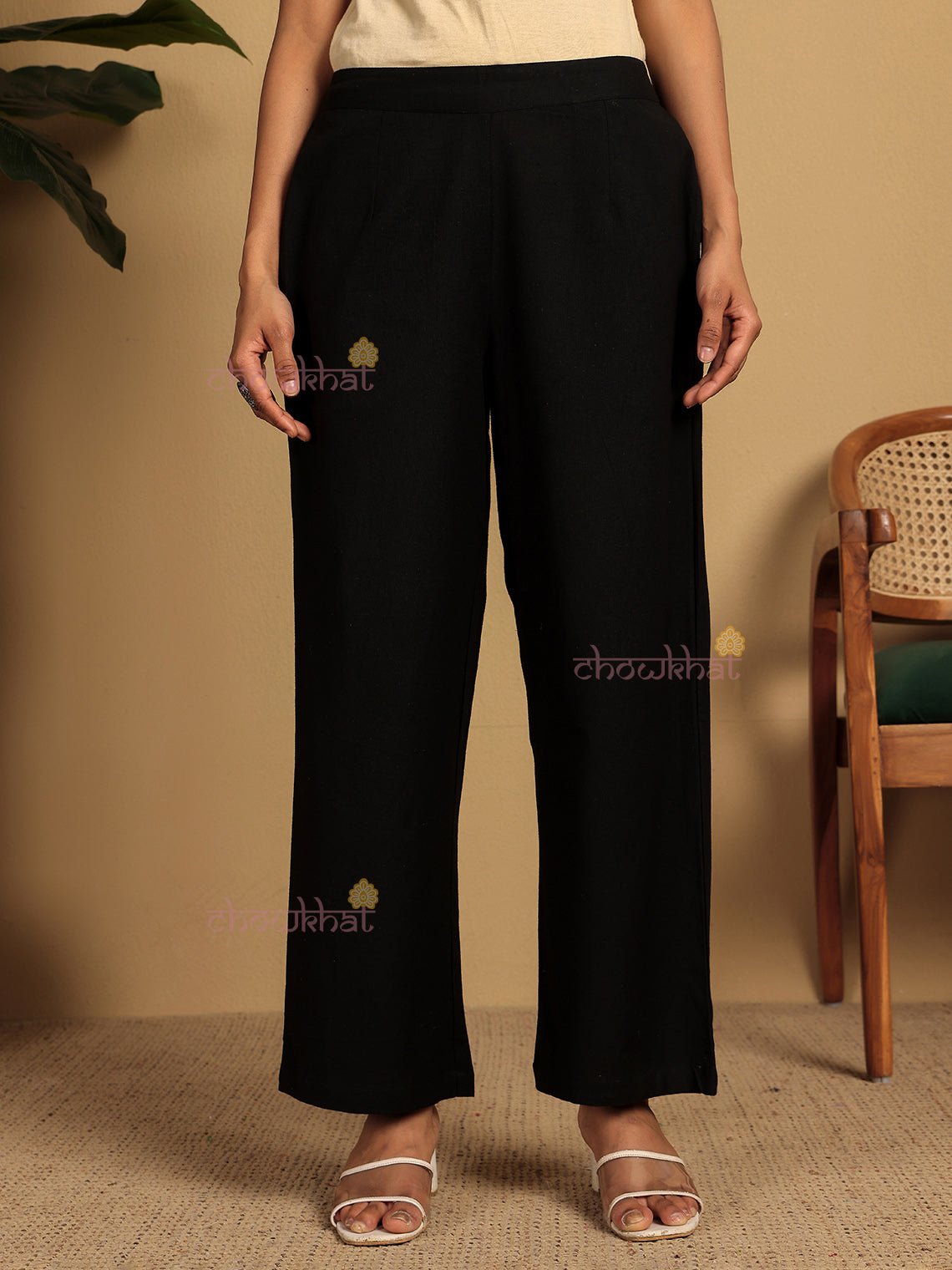 Ilaa Cotton Straight Pants with Pockets - Chowkhat Lifestyle