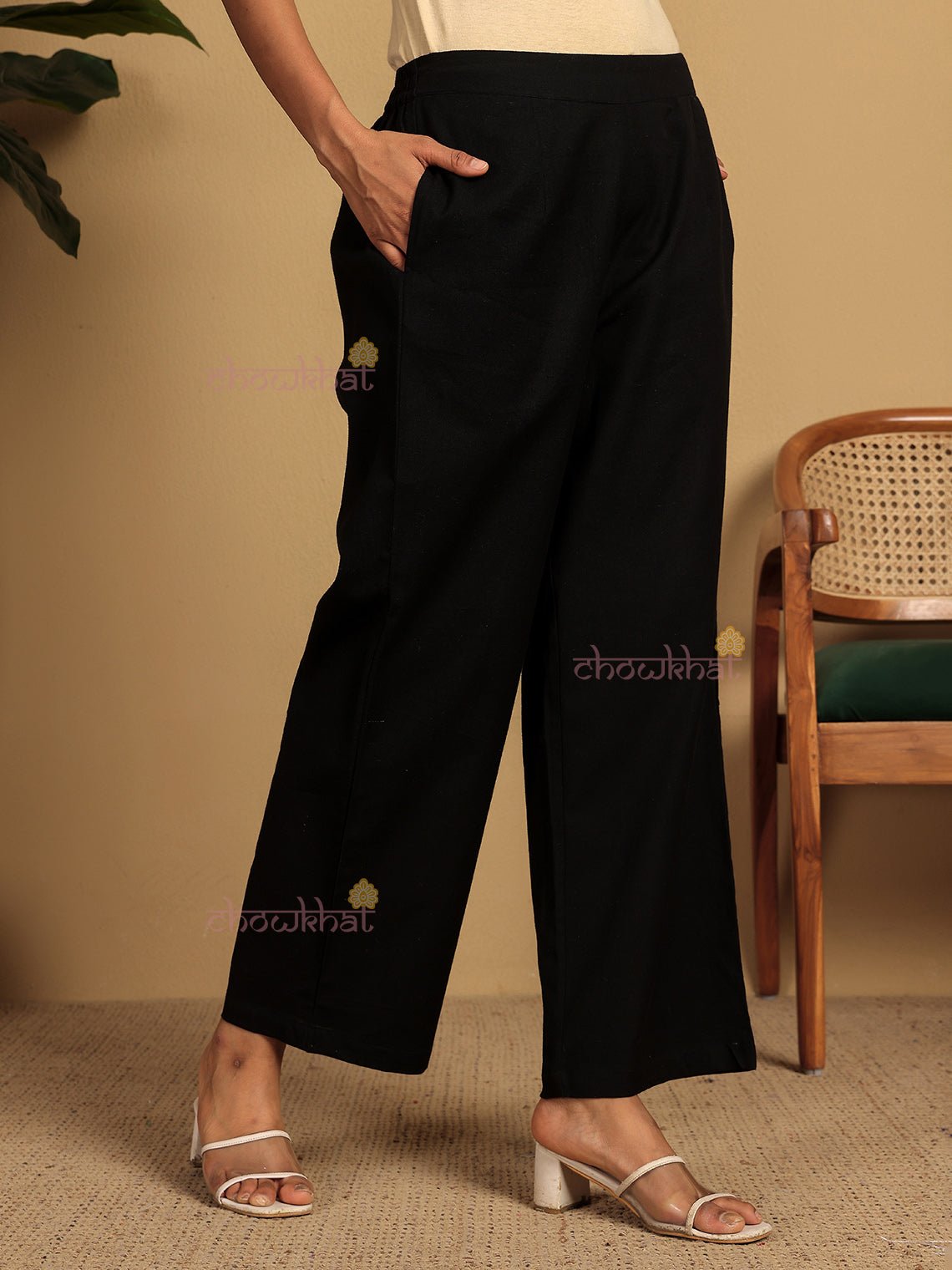 Ilaa Cotton Straight Pants with Pockets - Chowkhat Lifestyle