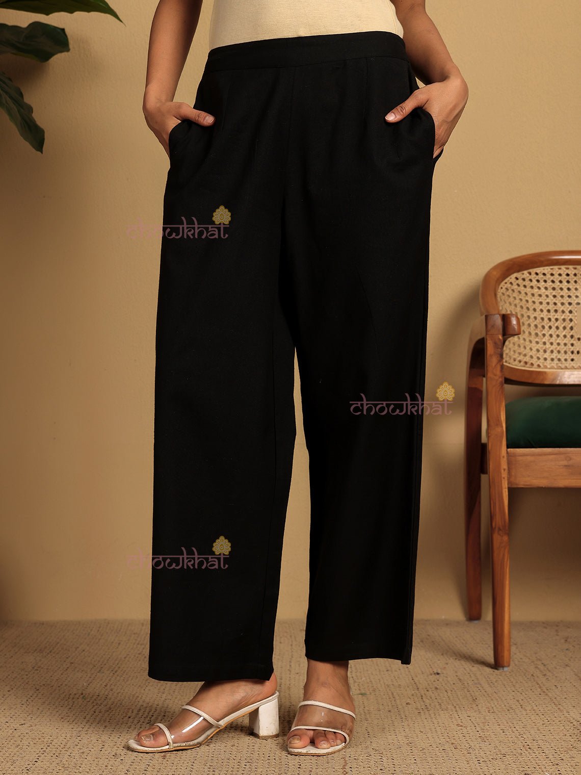 Ilaa Cotton Straight Pants with Pockets - Chowkhat Lifestyle