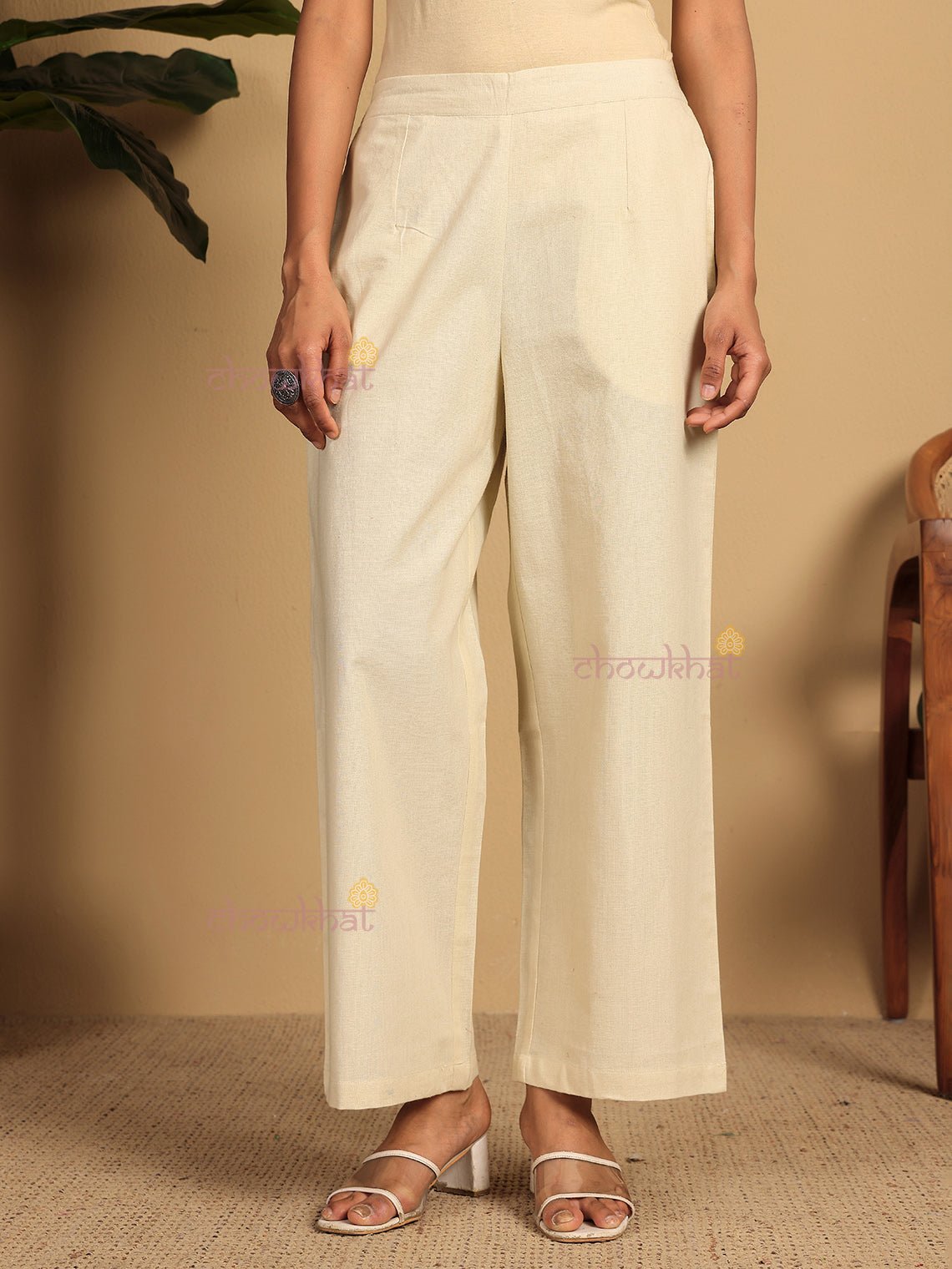Vama Cotton Straight Pants with Pockets - Chowkhat Lifestyle