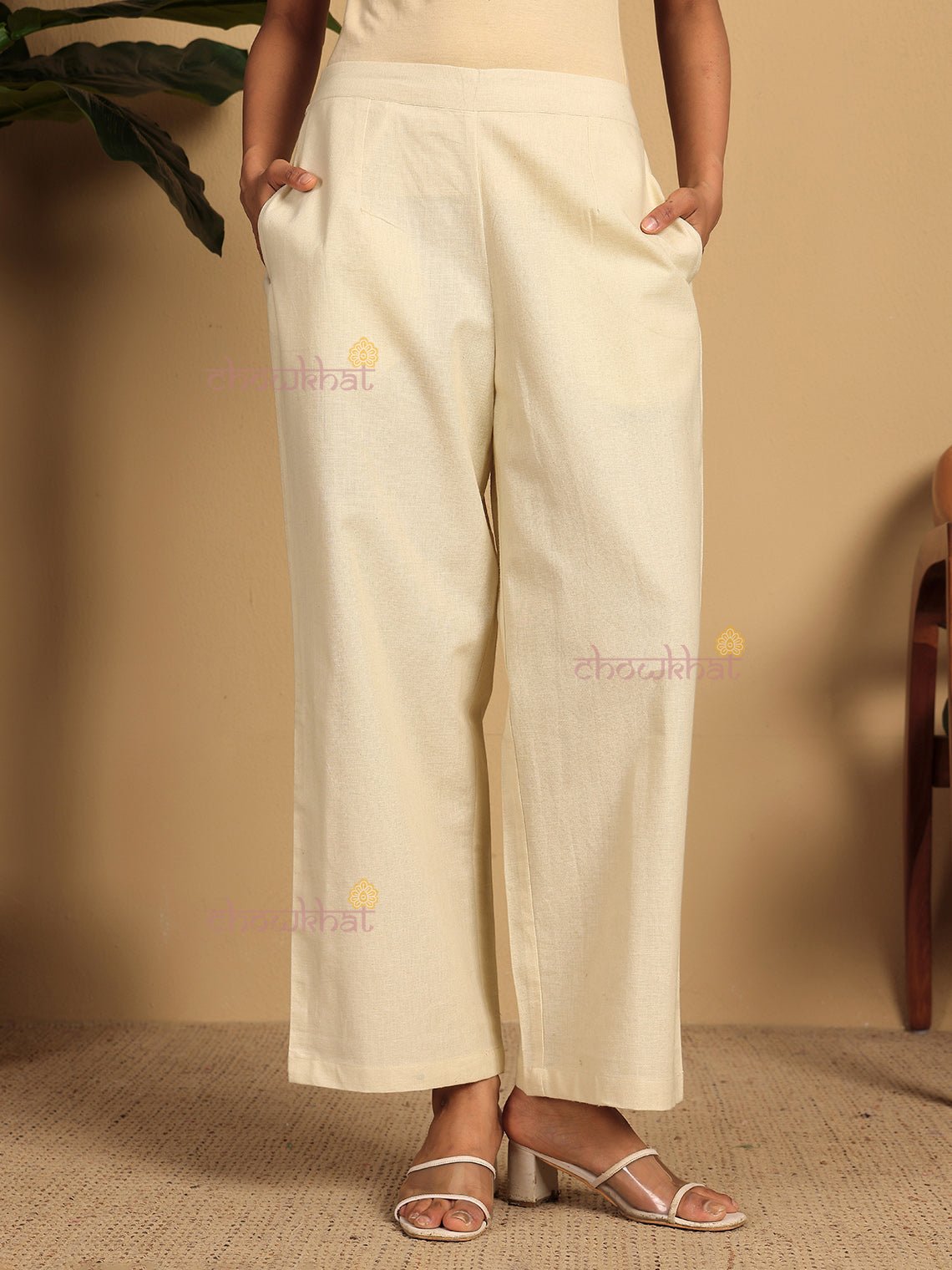Vama Cotton Straight Pants with Pockets - Chowkhat Lifestyle